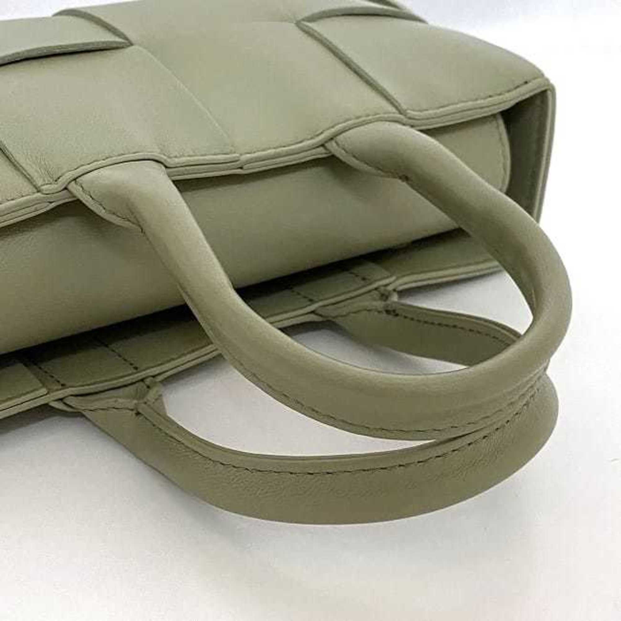 Bottega Veneta Light Green Leather Handbag Shoulder Bag (Pre-Owned)