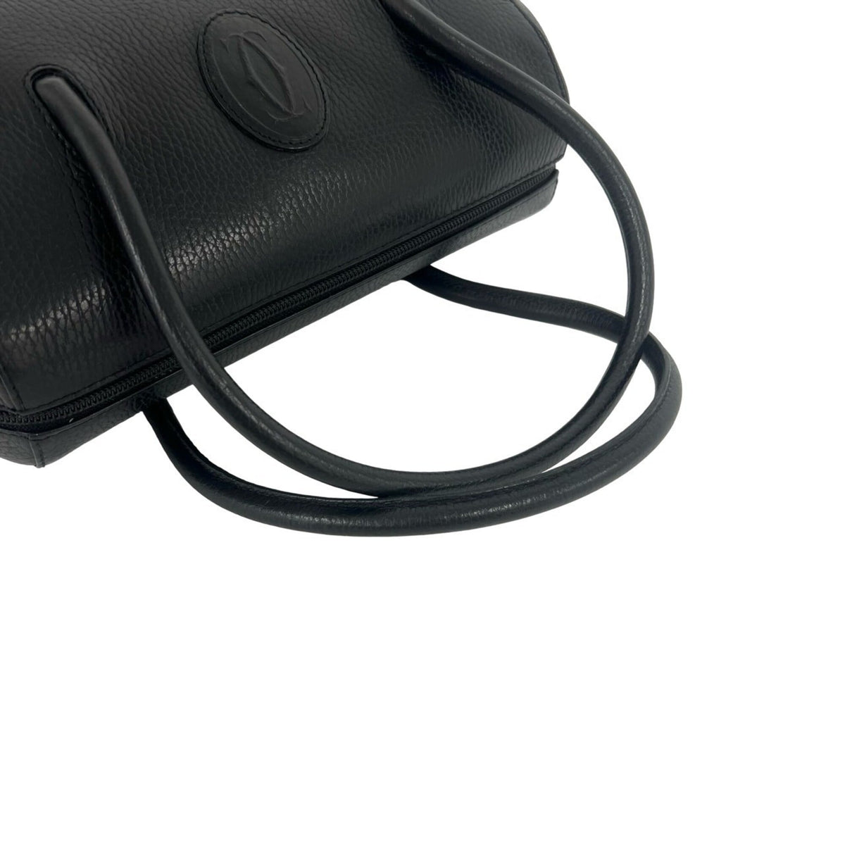 Cartier Black Leather Boston Bag Handbag (Pre-Owned)