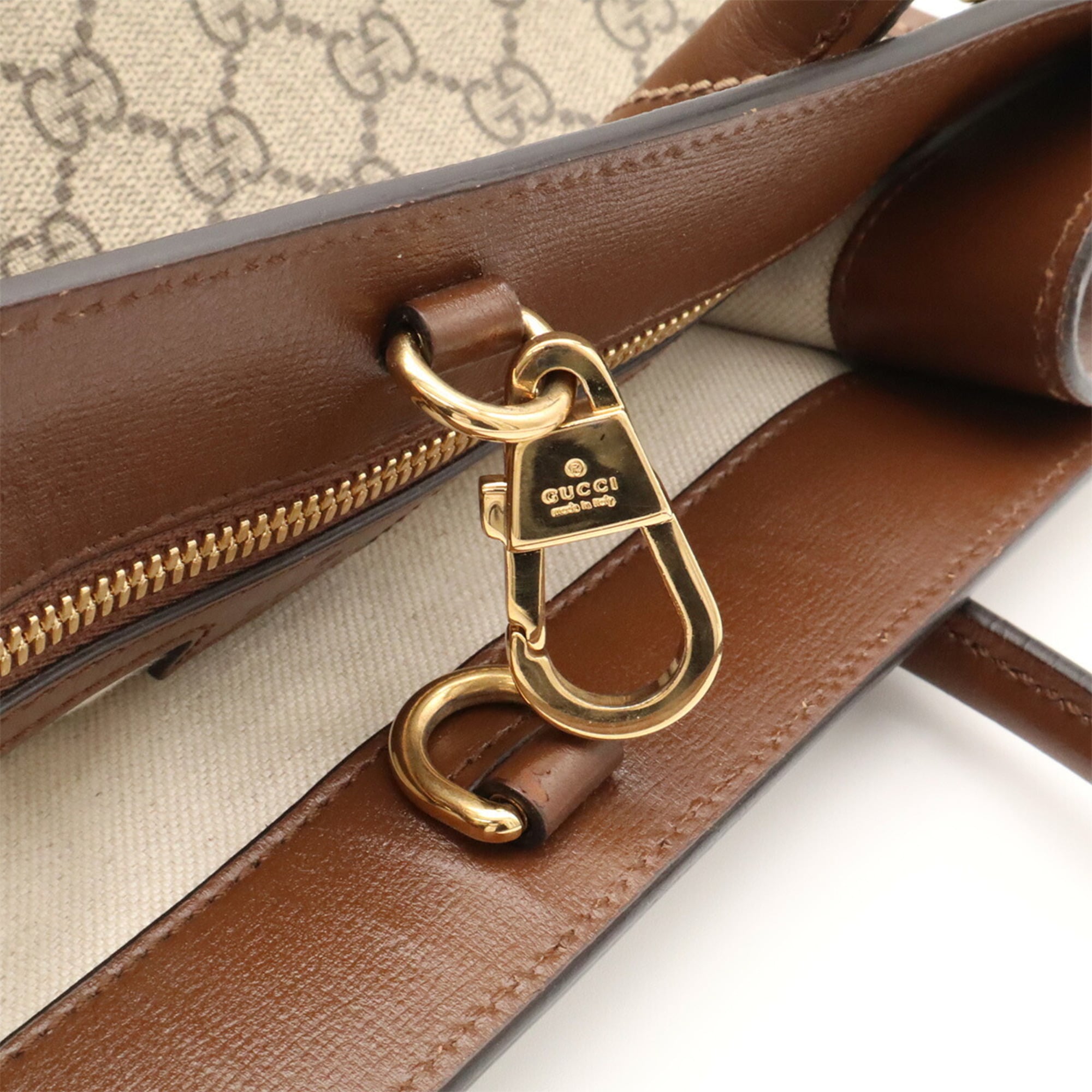 Gucci Brown Ivory Gg Supreme Handbag Shoulder Bag Tote Bag (Pre-Owned)