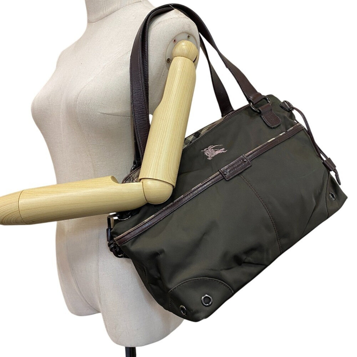 Burberry Green Khaki Nylon Tote Bag (Pre-Owned)
