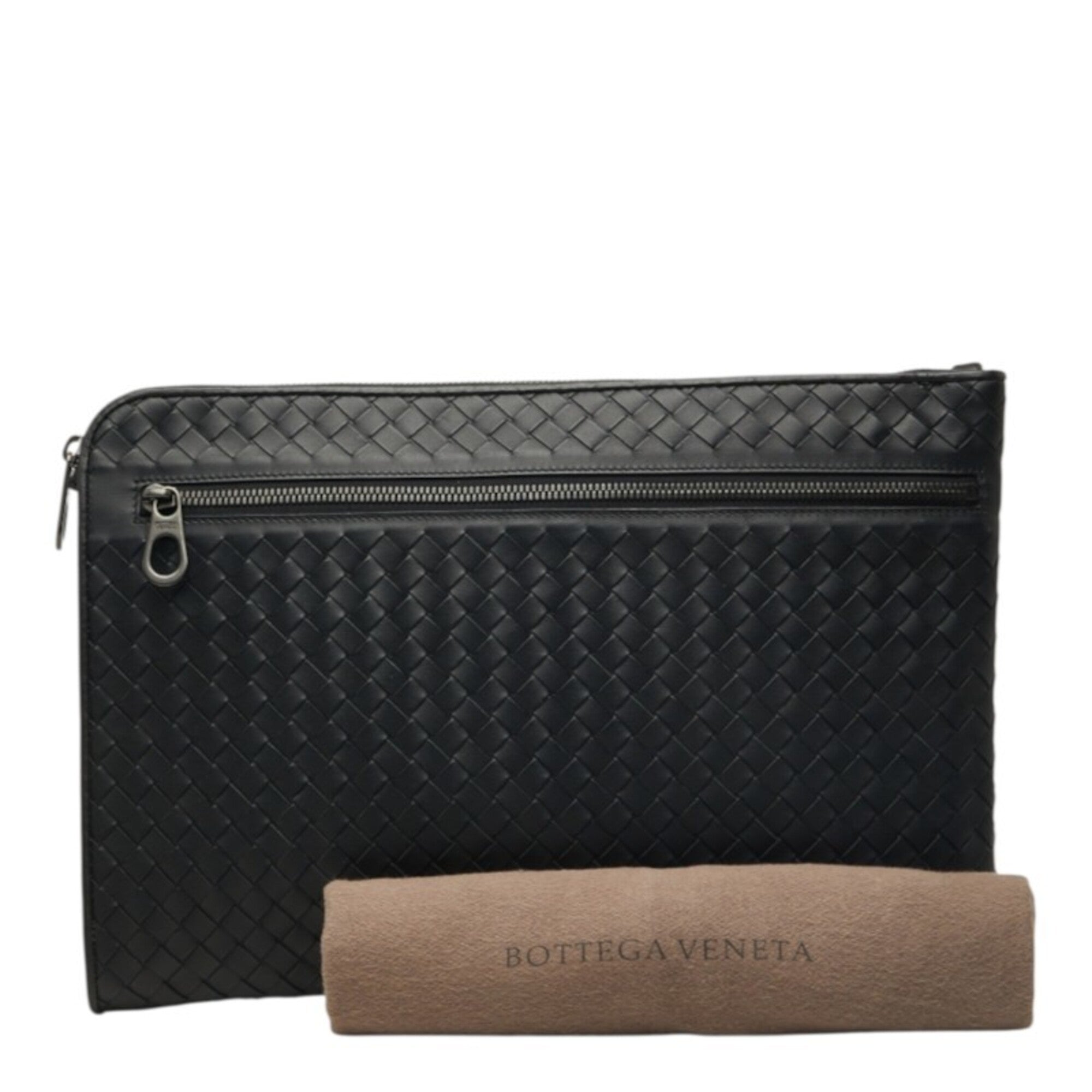 Bottega Veneta Black Leather Clutch Bag (Pre-Owned)