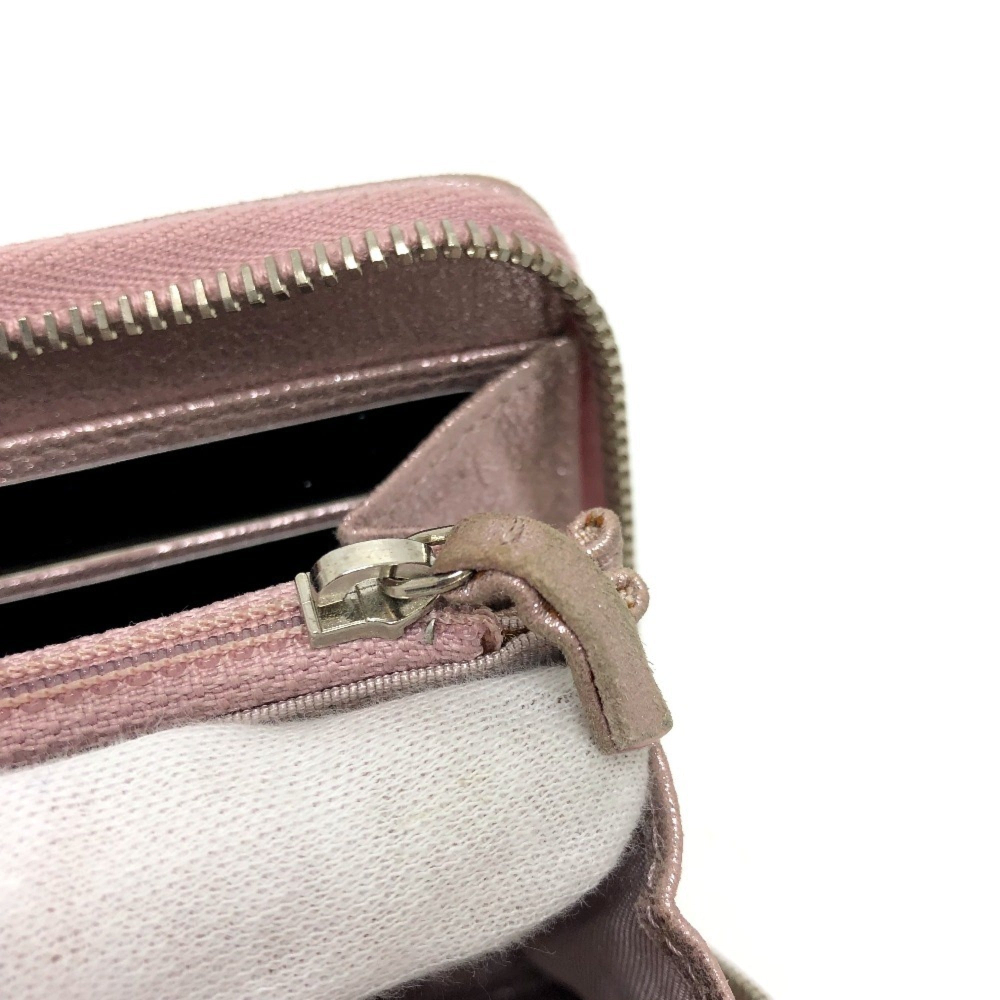 Chanel Pink Leather Long Wallet (Bi-Fold) (Pre-Owned)