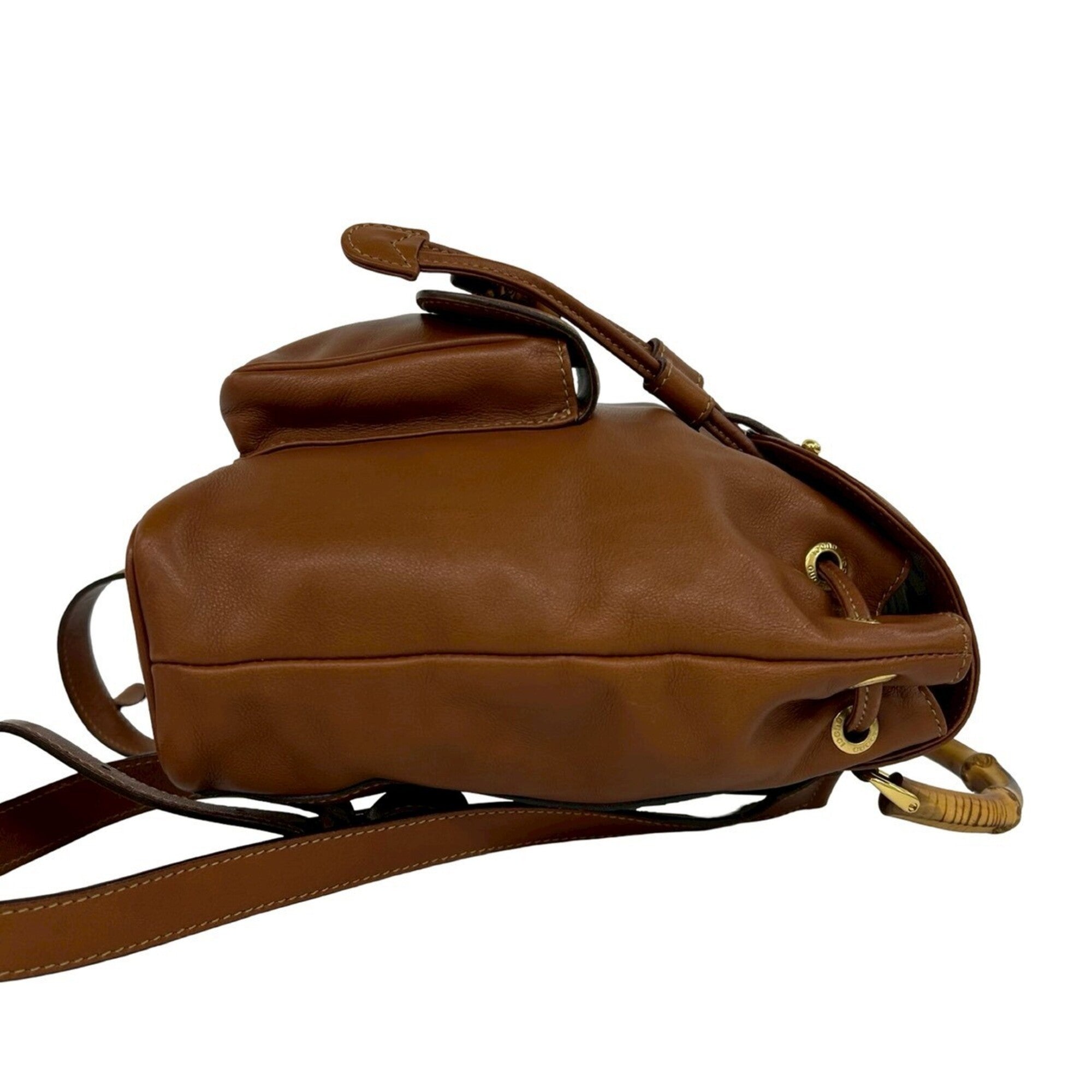 Gucci Brown Leather Bamboo Backpack (Pre-Owned)