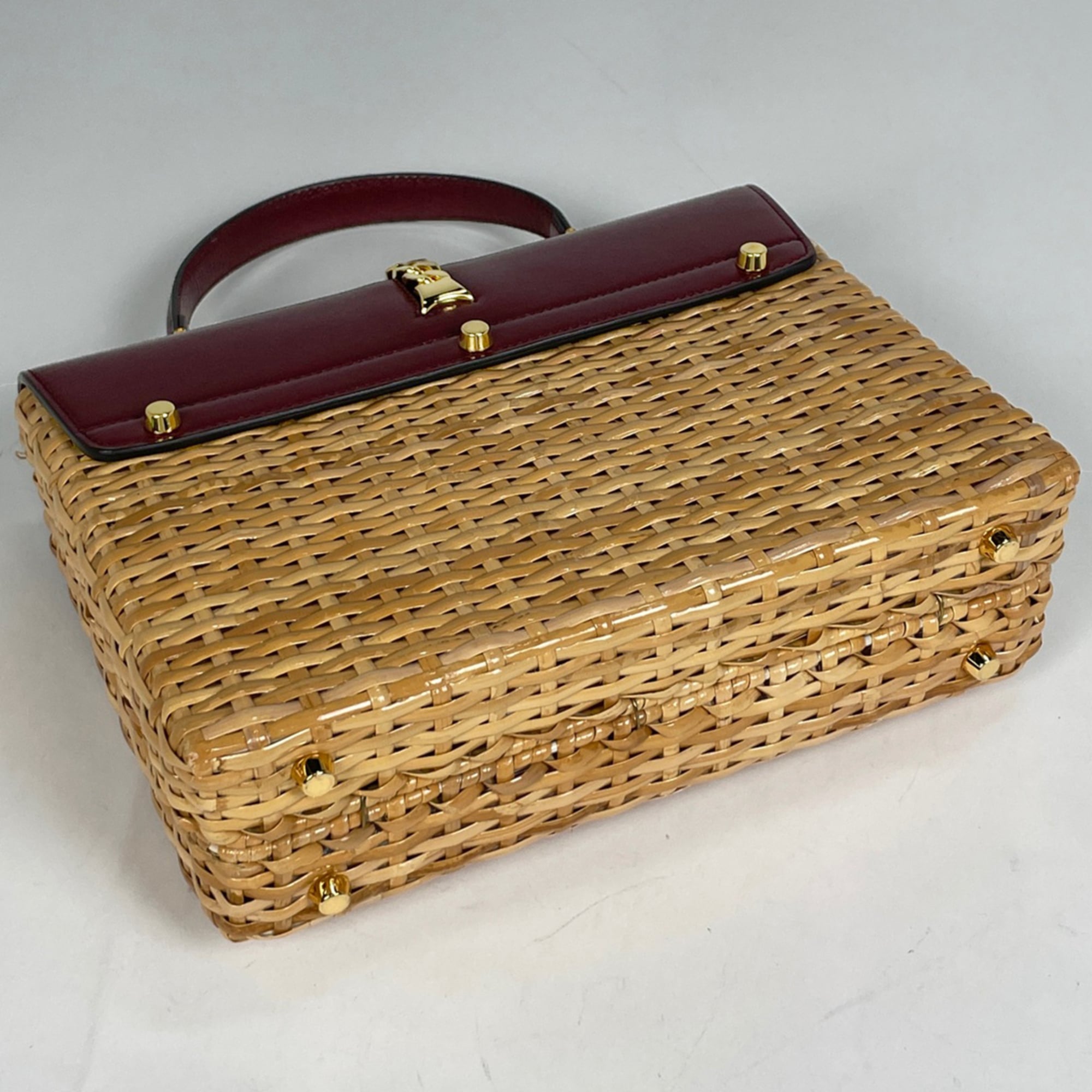 Gucci Beige Bordeaux Leather Handbag Shoulder Bag (Pre-Owned)