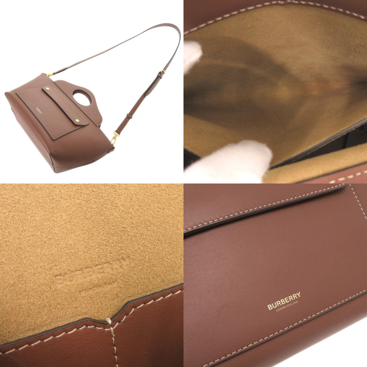 Burberry Brown Leather Handbag Shoulder Bag (Pre-Owned)