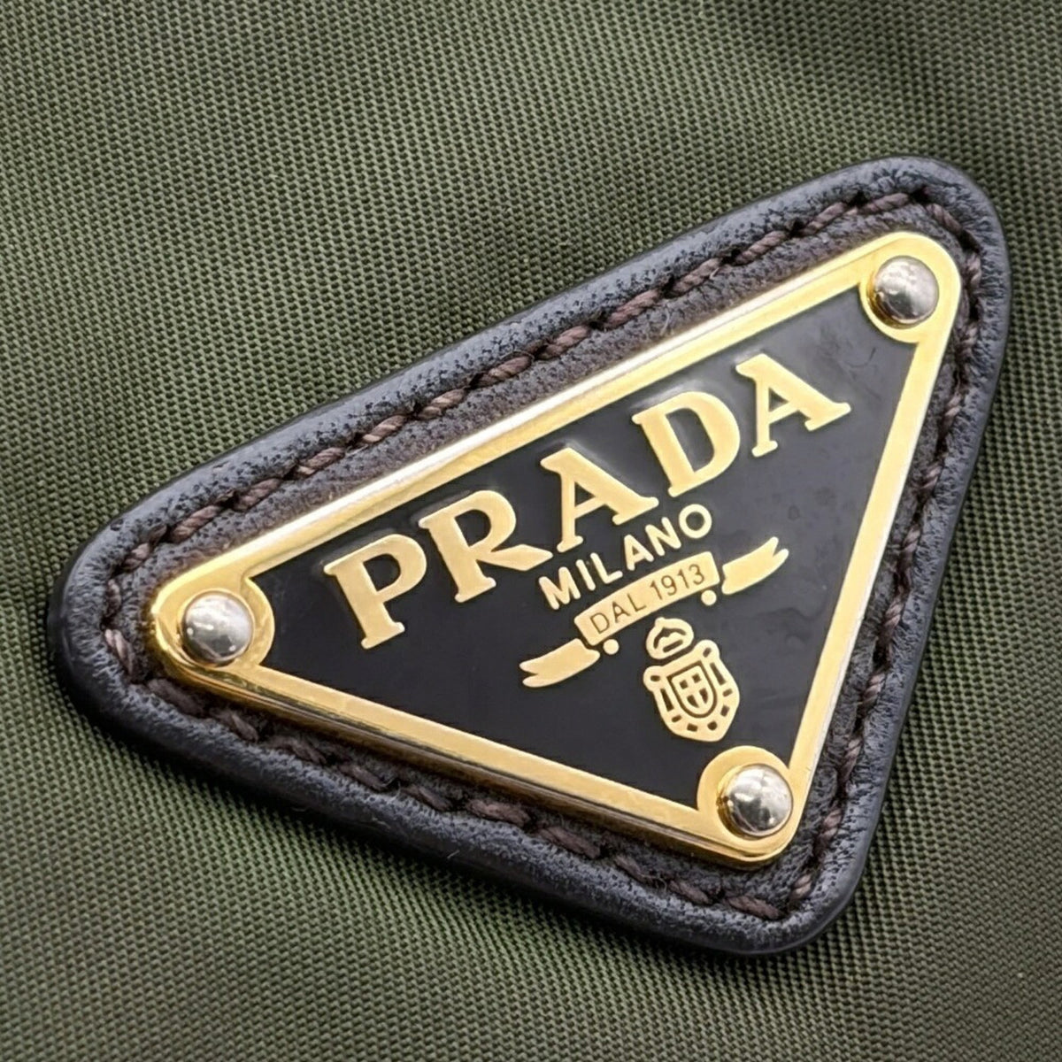 Prada Dark Brown Khaki Nylon Leather Shoulder Bag (Pre-Owned)