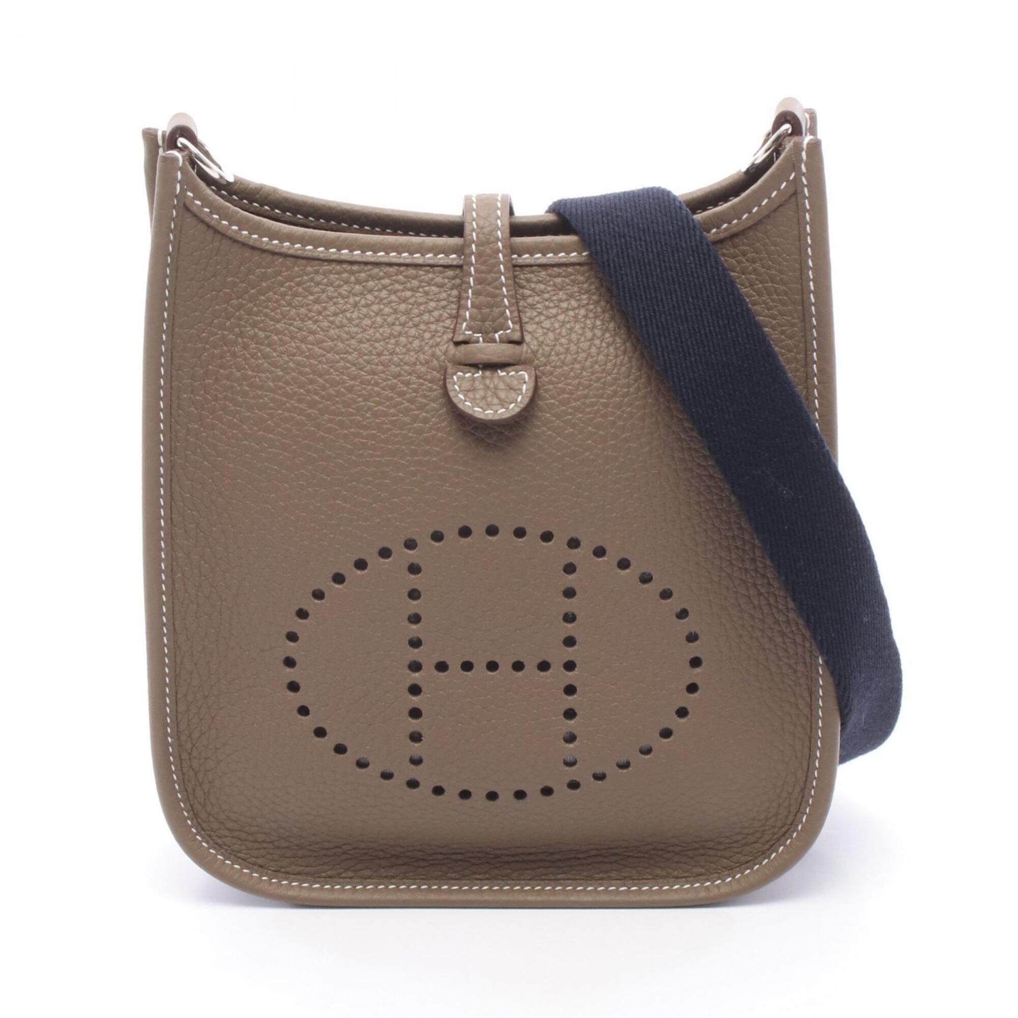 Hermes Etoupe Gray Taurillon Clemence Leather Shoulder Bag (Pre-Owned)