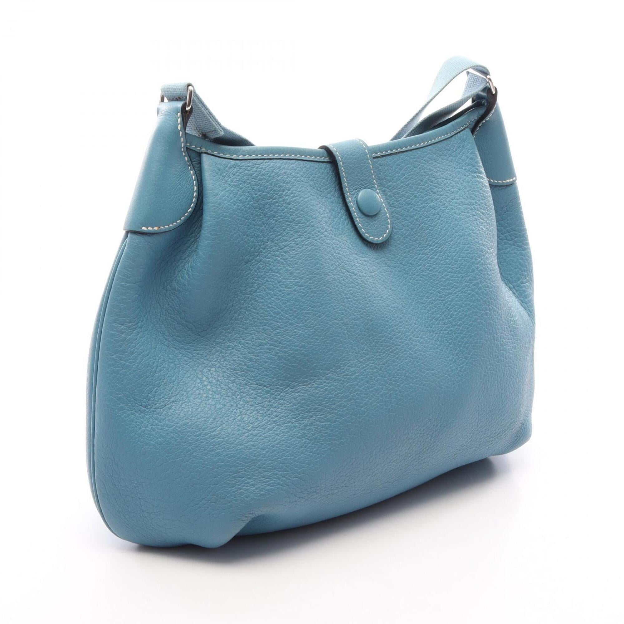 Hermes Blue Blue Jean Fjord Leather Leather Handbag Shoulder Bag (Pre-Owned)