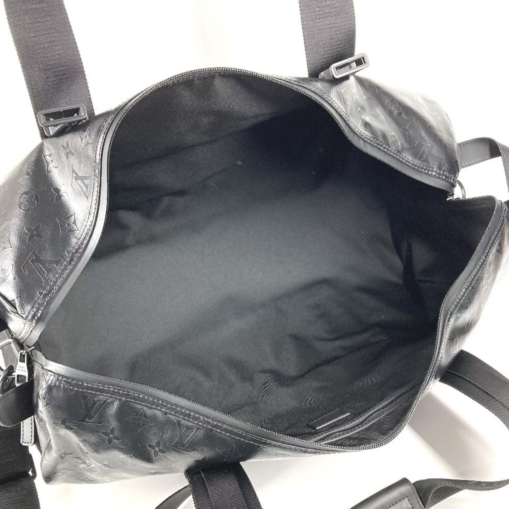 Louis Vuitton Black Leather Canvas Boston Bag Shoulder Bag (Pre-Owned)