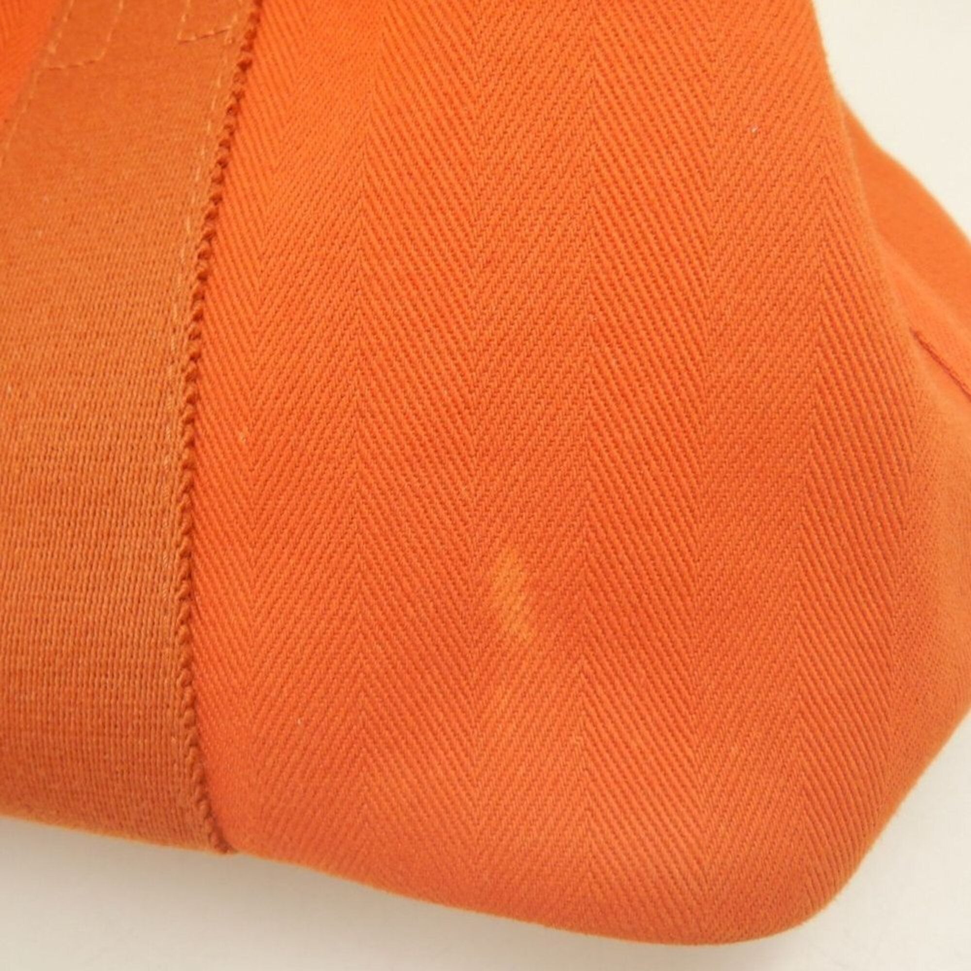 Hermes Orange Toile Chevron Leather Handbag (Pre-Owned)