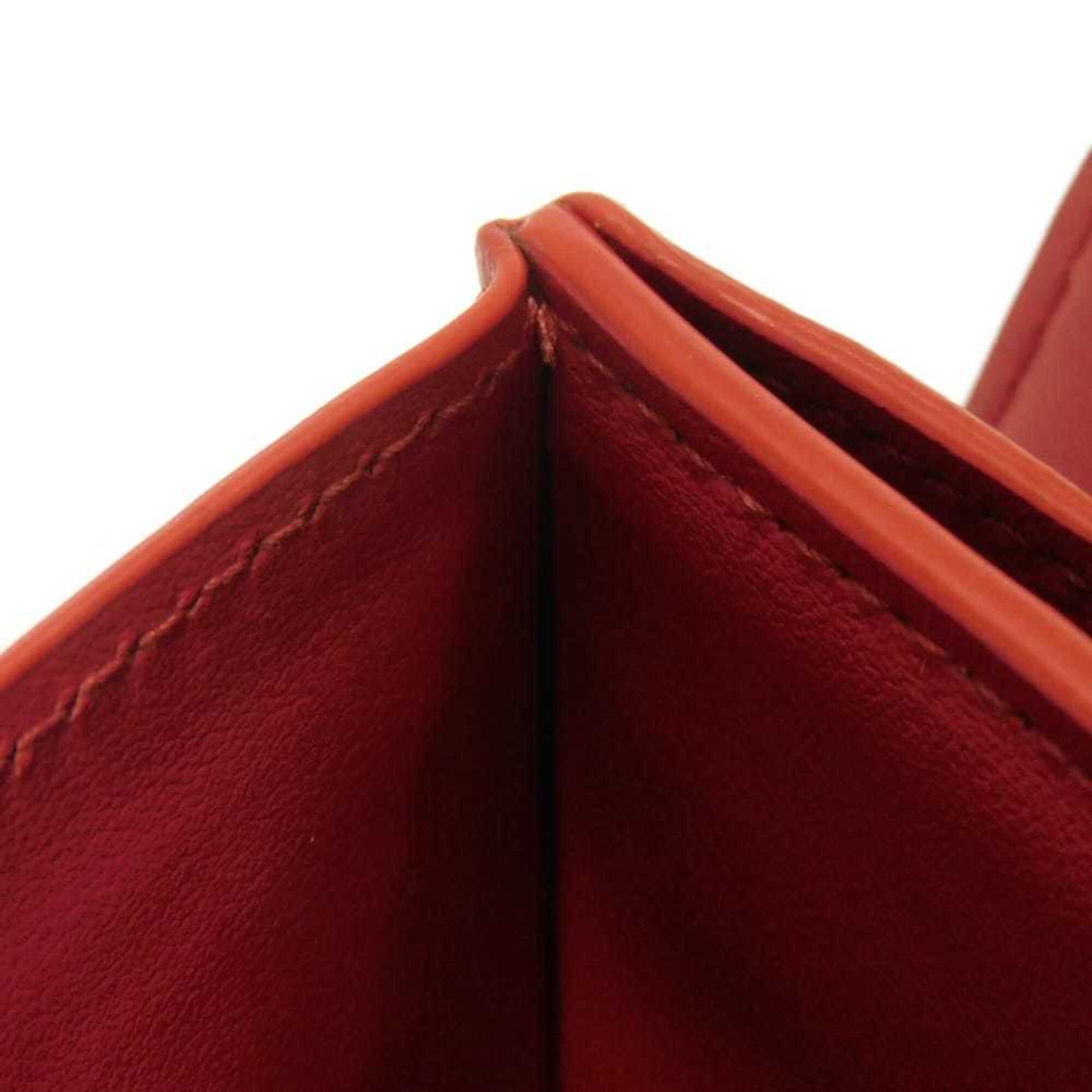 Bottega Veneta Red Color Leather Wallet (Tri-Fold) (Pre-Owned)