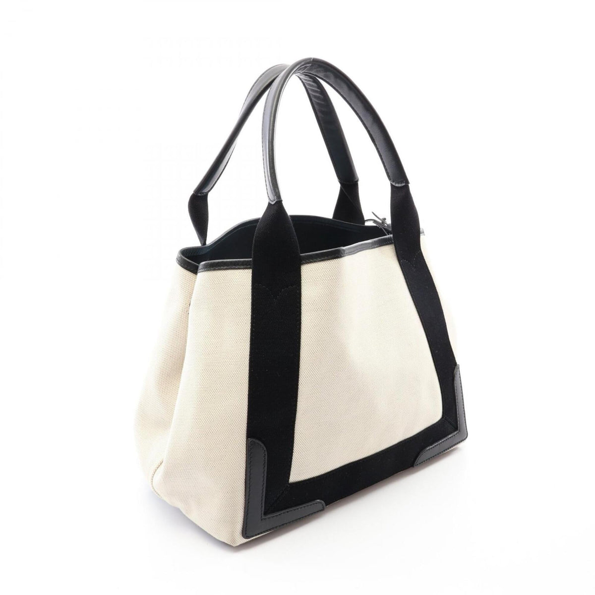 Balenciaga Black Ivory Canvas Leather Tote Bag (Pre-Owned)