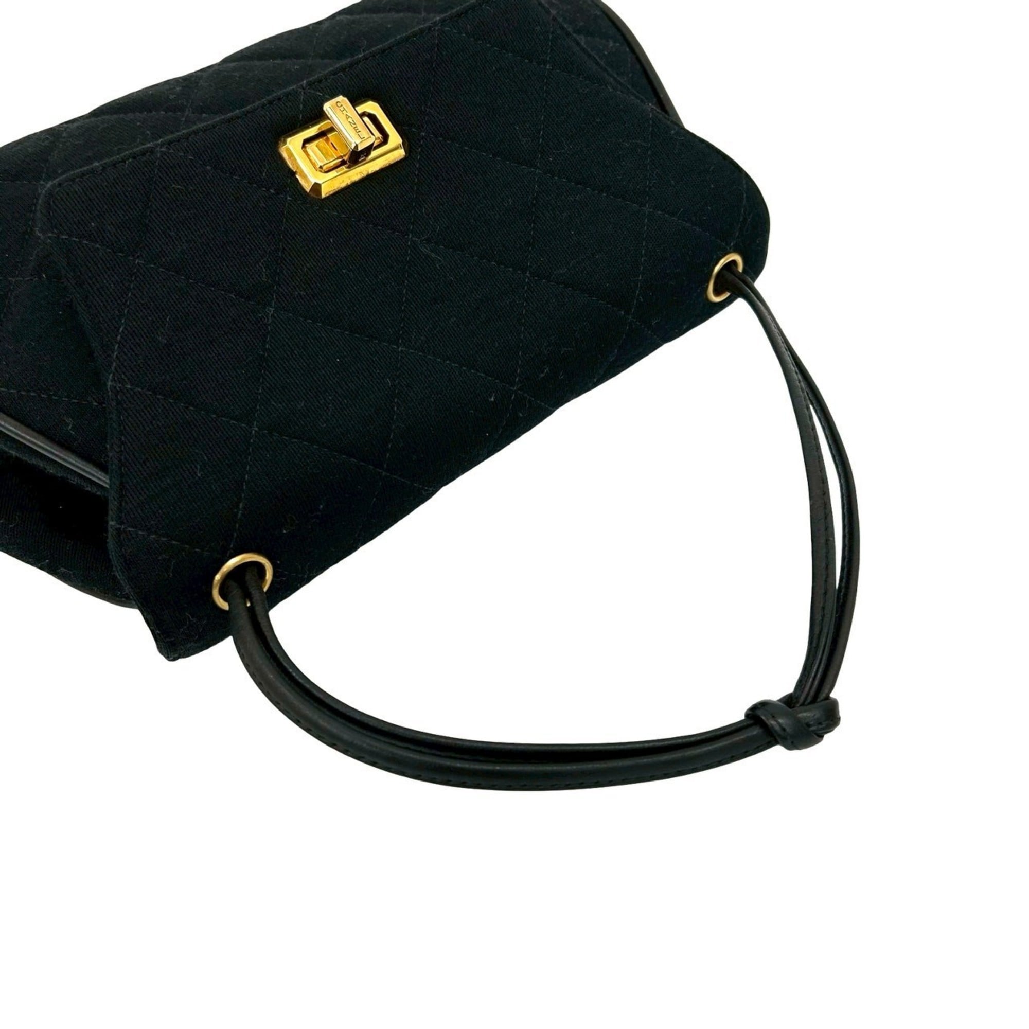 Chanel Black Cotton Leather Handbag (Pre-Owned)
