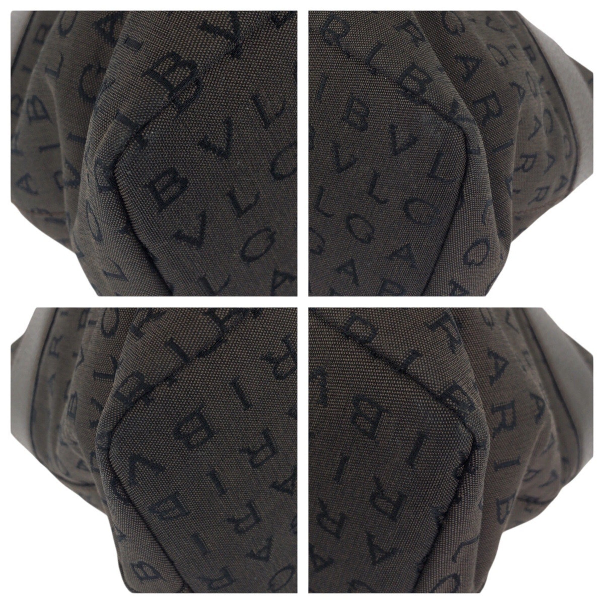 Bvlgari Dark Brown Canvas Leather Shoulder Bag Tote Bag (Pre-Owned)