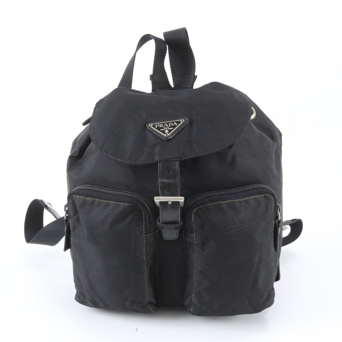 Prada Black Leather Nylon Backpack (Pre-Owned)