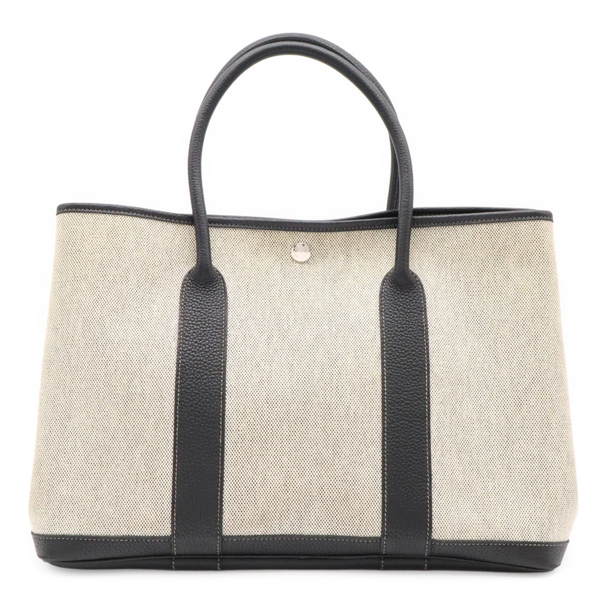 Hermes Garden Black Gray Toile H Handbag Tote Bag (Pre-Owned)