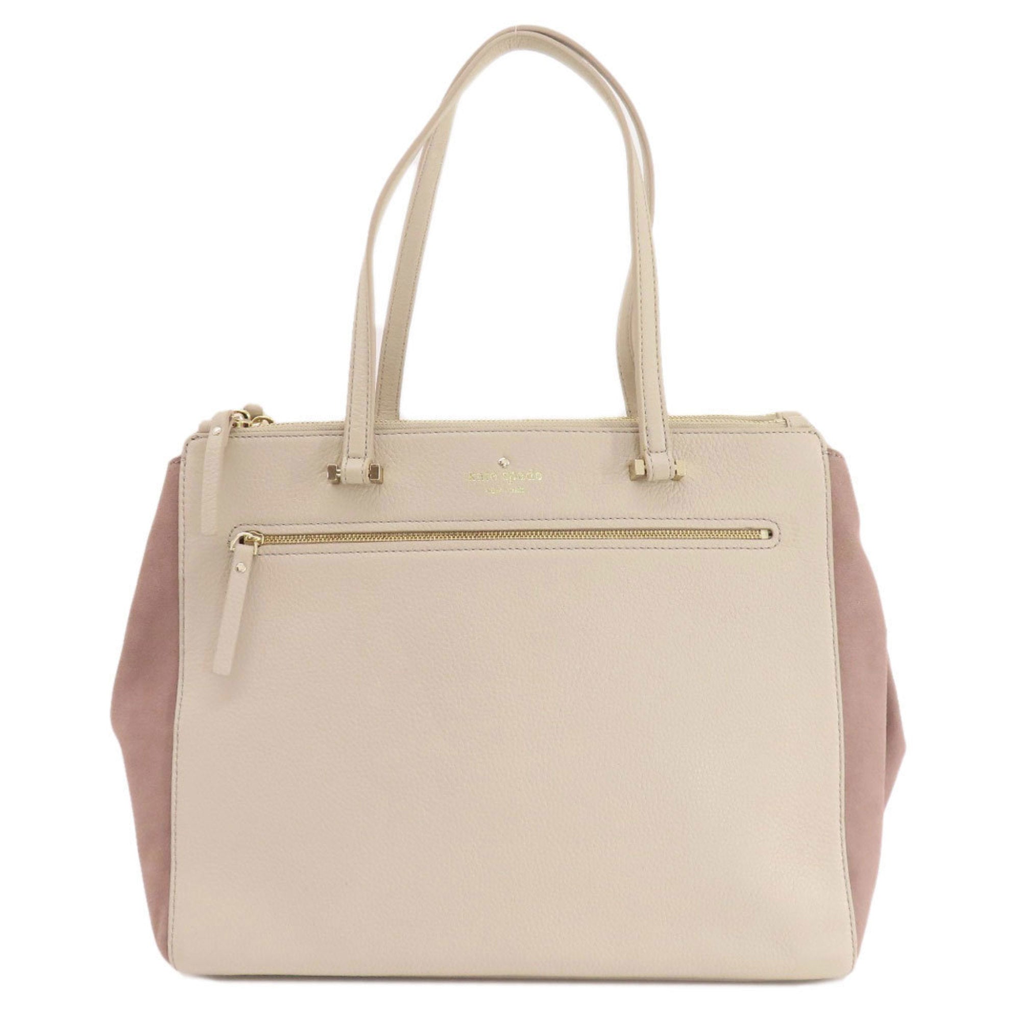Kate Spade Beige Pink Leather Suede Tote Bag (Pre-Owned)