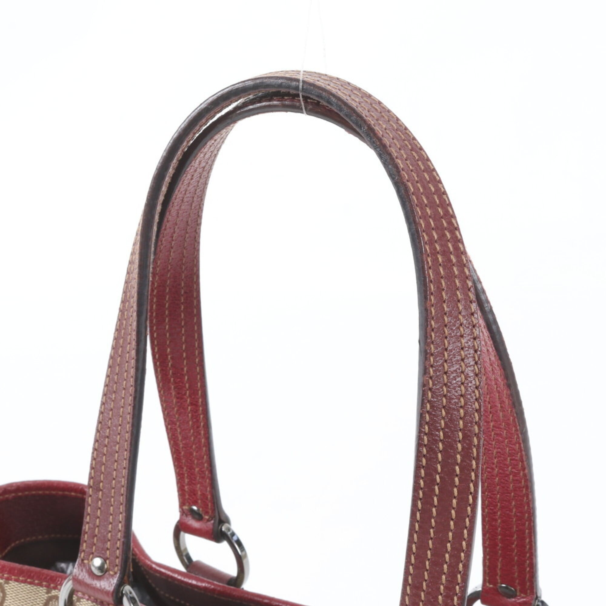 Gucci Gg Canvas Brown Red Color Gg Canvas Handbag Shoulder Bag Tote Bag (Pre-Owned)