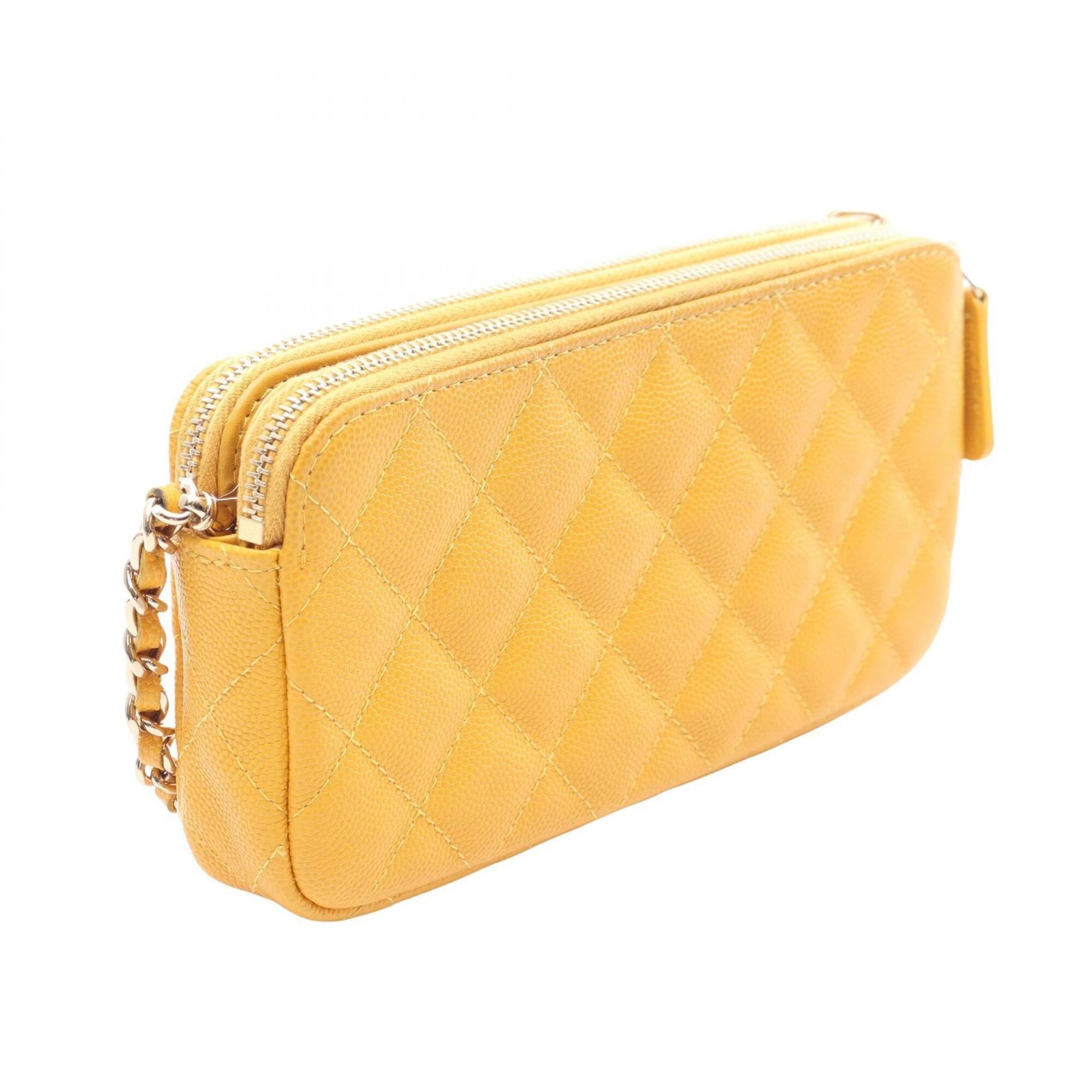 Chanel Yellow Grained Calfskin Handbag Shoulder Bag (Pre-Owned)