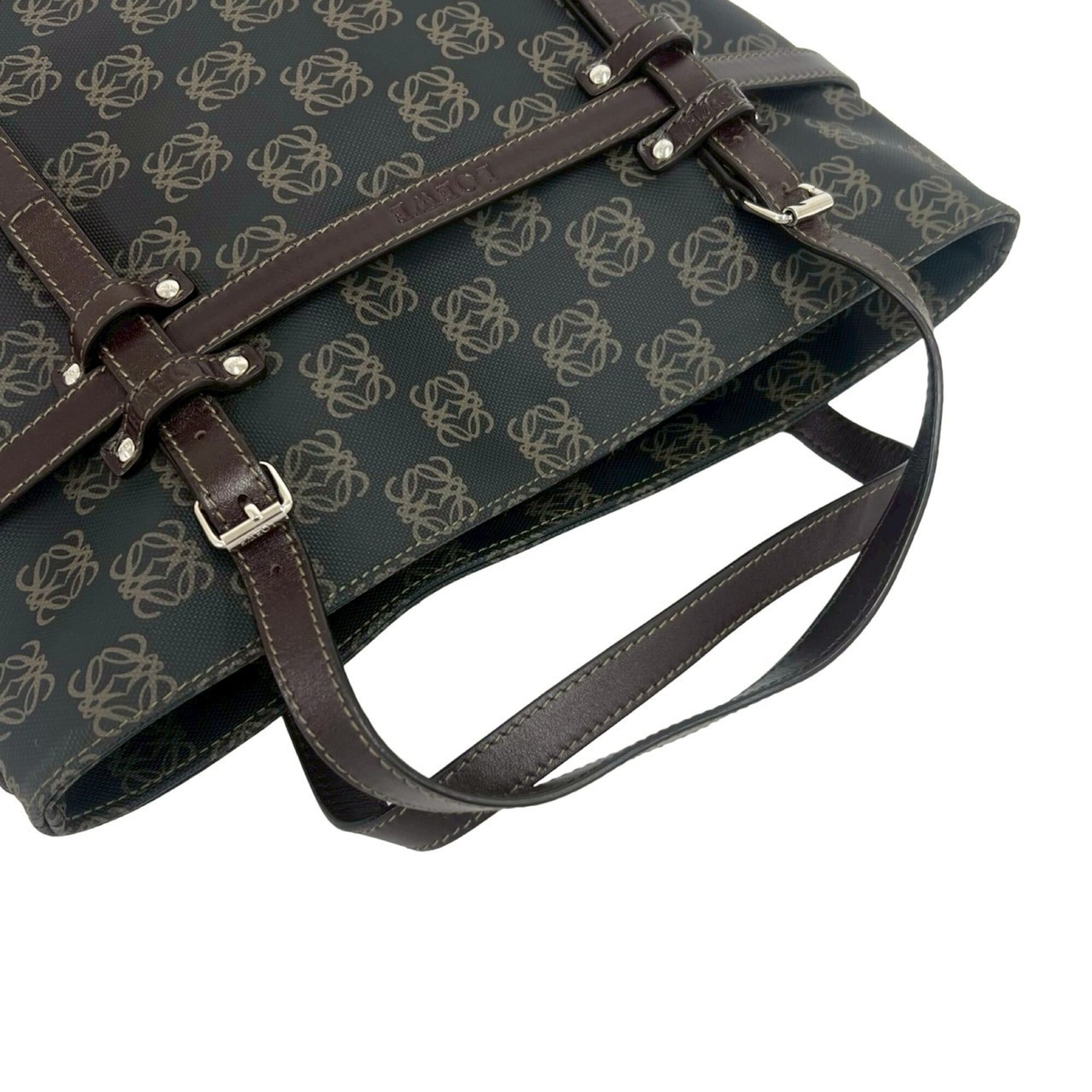 Loewe Brown Gray Leather Pvc Handbag Tote Bag (Pre-Owned)