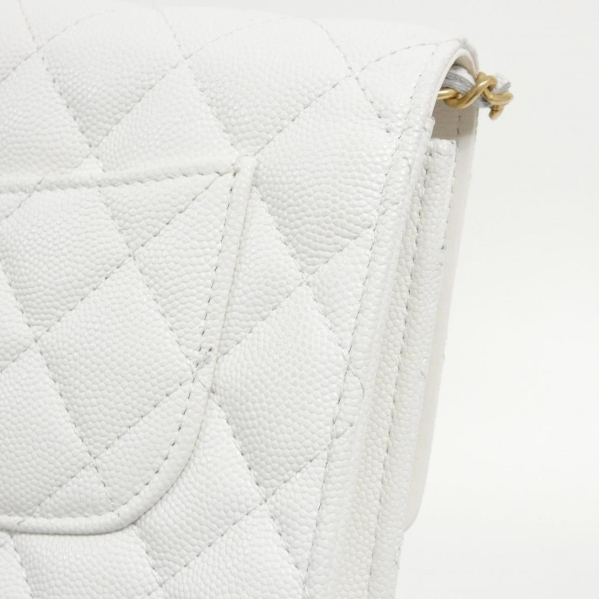 Chanel White Grained Calfskin Chain/Shoulder Wallet (Pre-Owned)