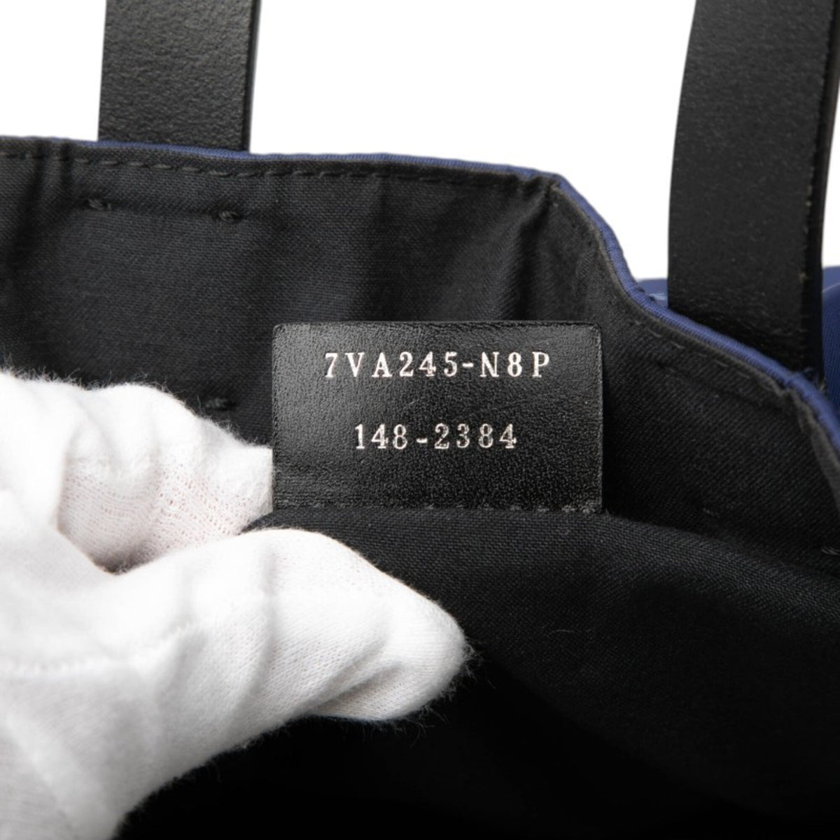 Fendi Navy Nylon Leather Handbag Tote Bag (Pre-Owned)