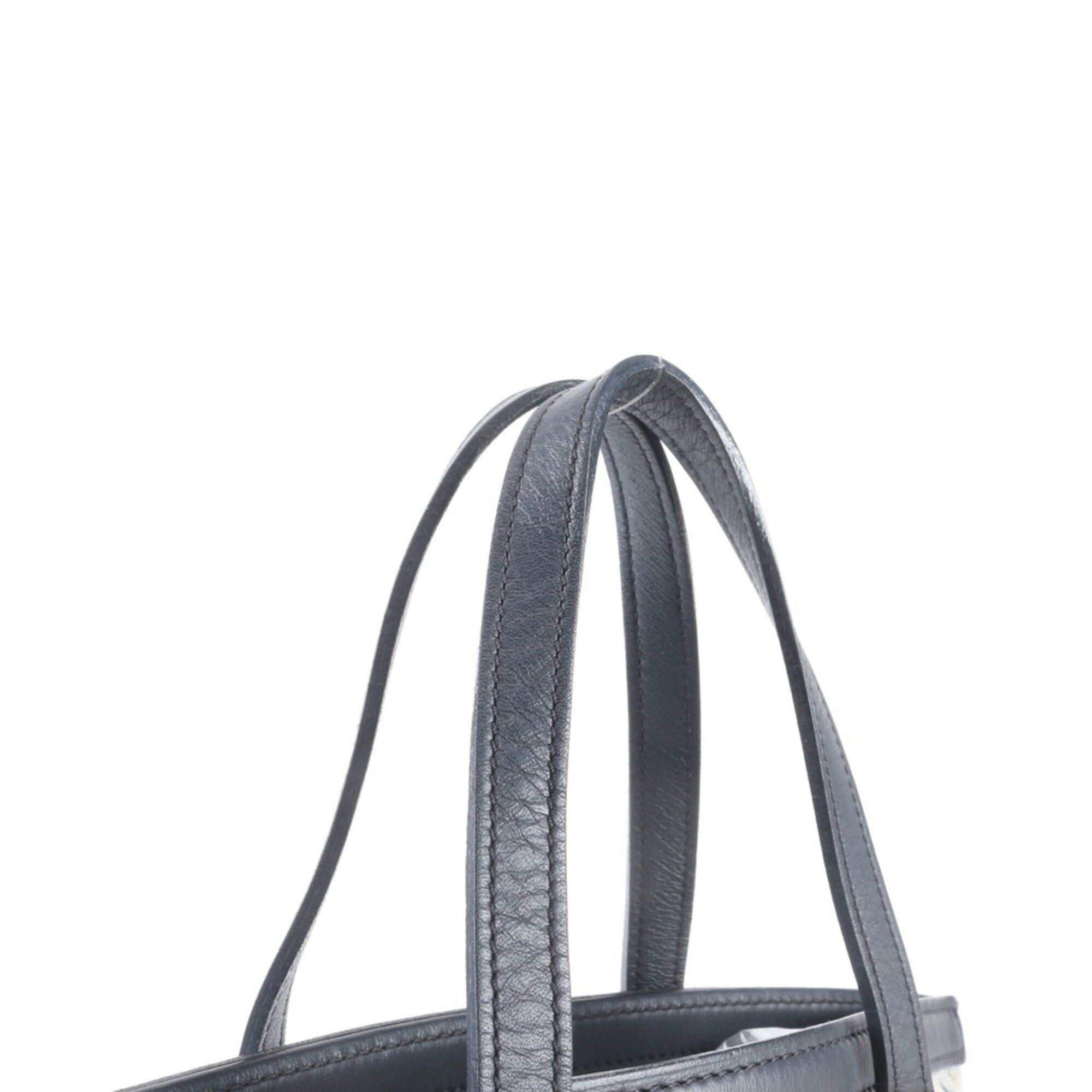 Louis Vuitton Blue Leather Canvas Shoulder Bag Tote Bag (Pre-Owned)