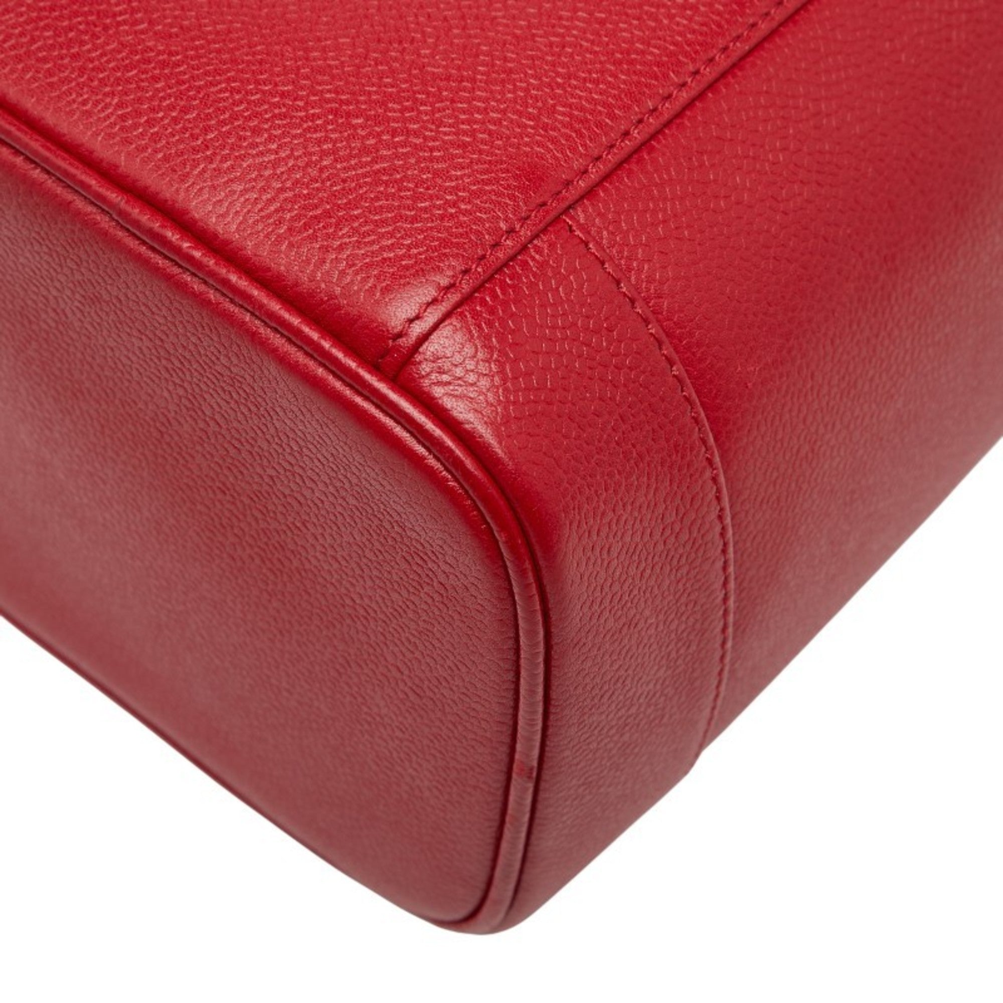 Chanel Red Color Grained Calfskin Handbag Vanity Bag (Pre-Owned)