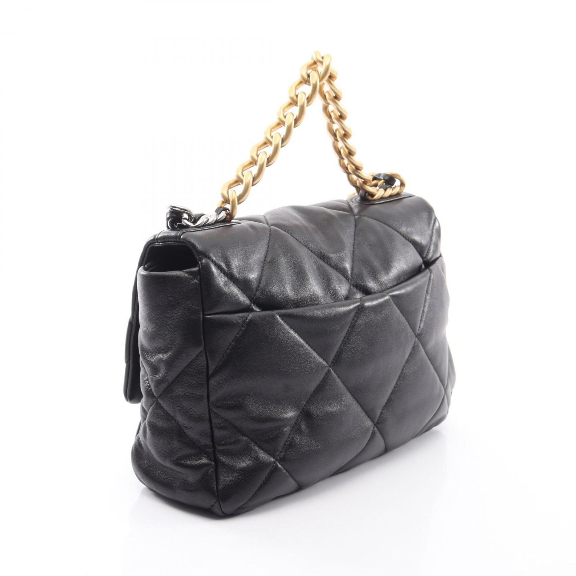 Chanel Black Leather Handbag Shoulder Bag (Pre-Owned)