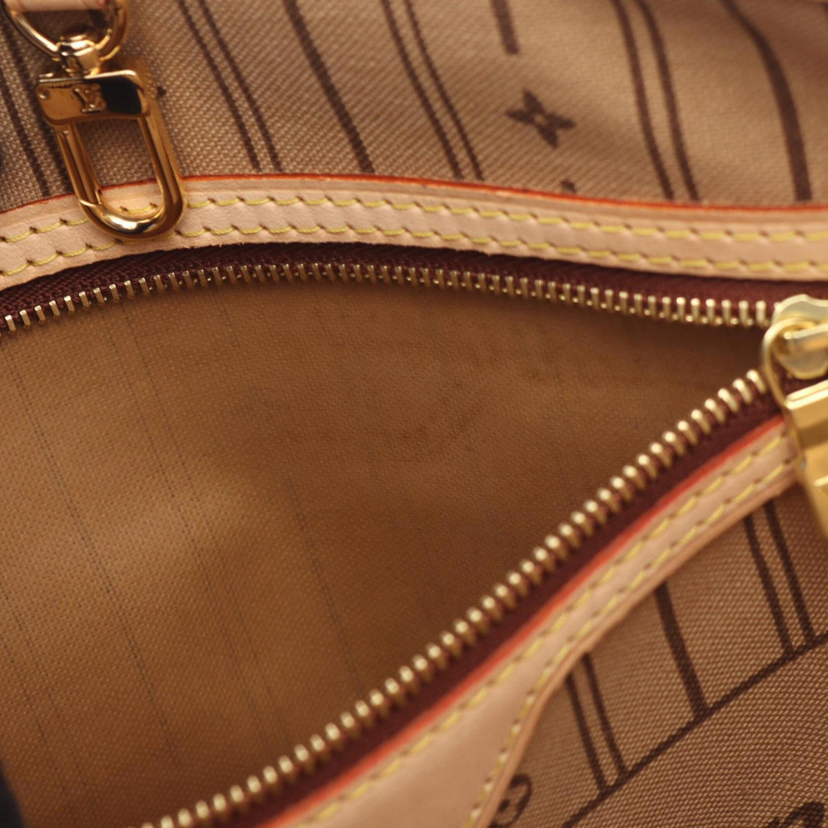 Louis Vuitton Brown Coated Canvas Leather Handbag Tote Bag (Pre-Owned)