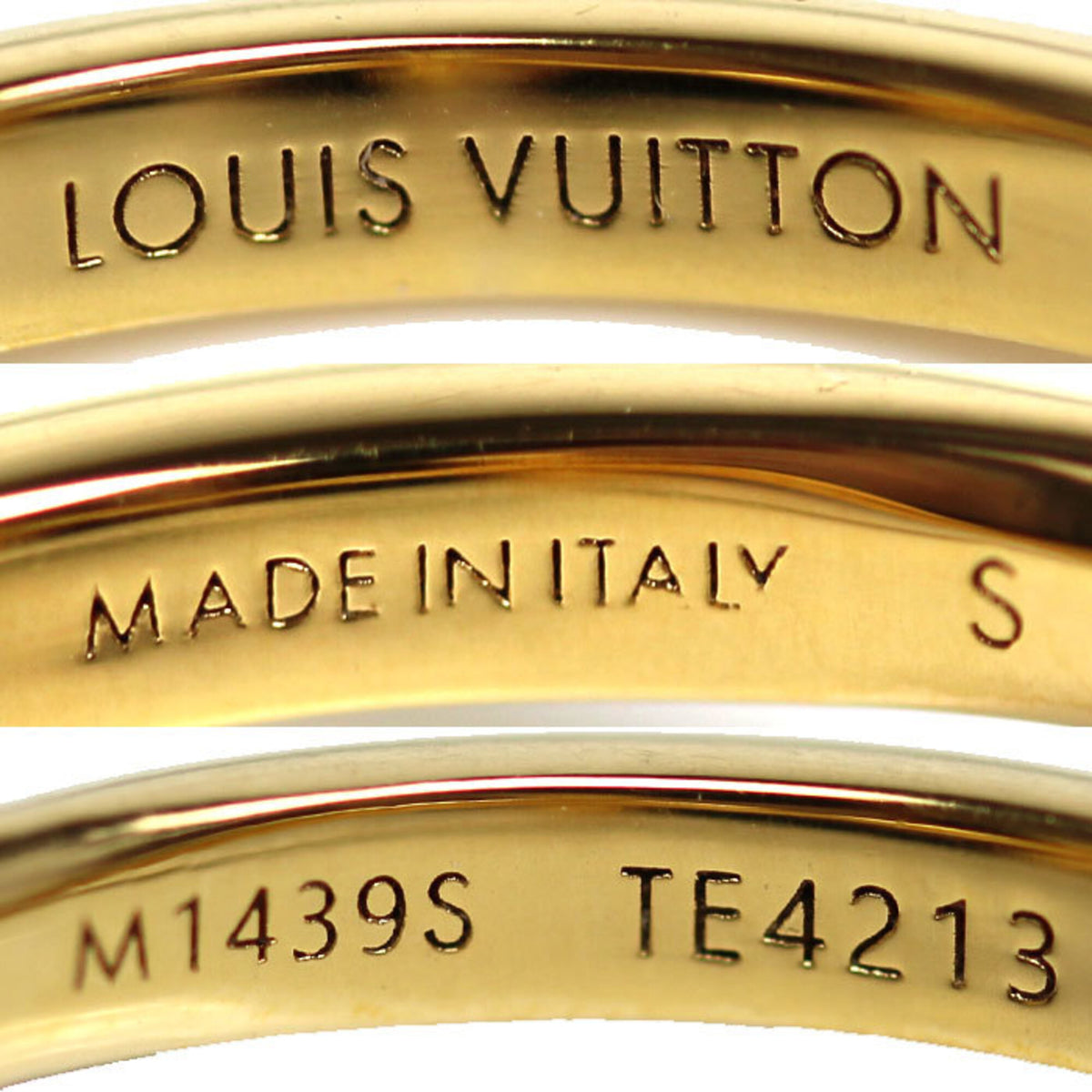 Louis Vuitton Gold Gold Plating Rhinestone Band Ring (Pre-Owned)