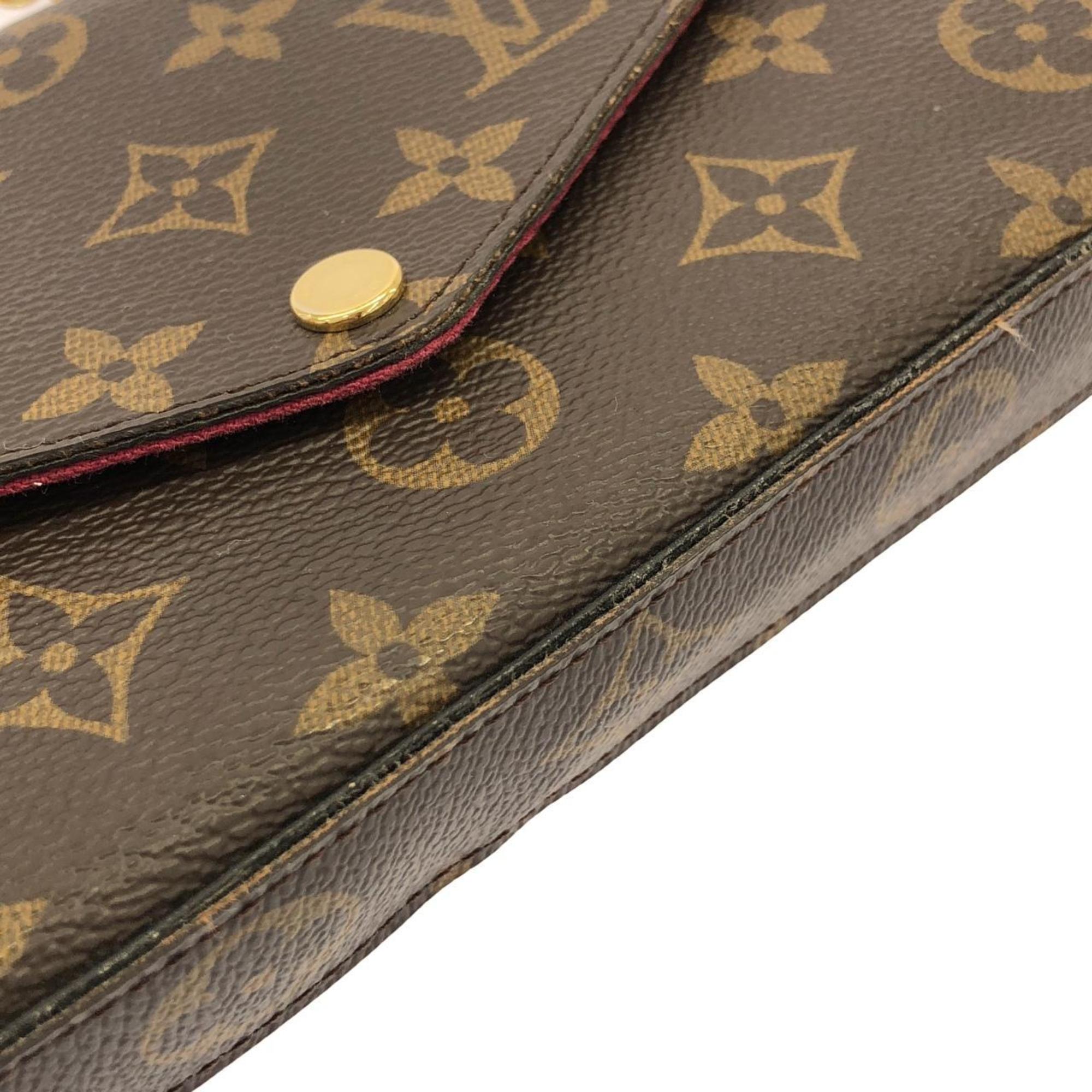 Louis Vuitton Monogram Marron Coated Canvas Pochette Shoulder Bag (Pre-Owned)