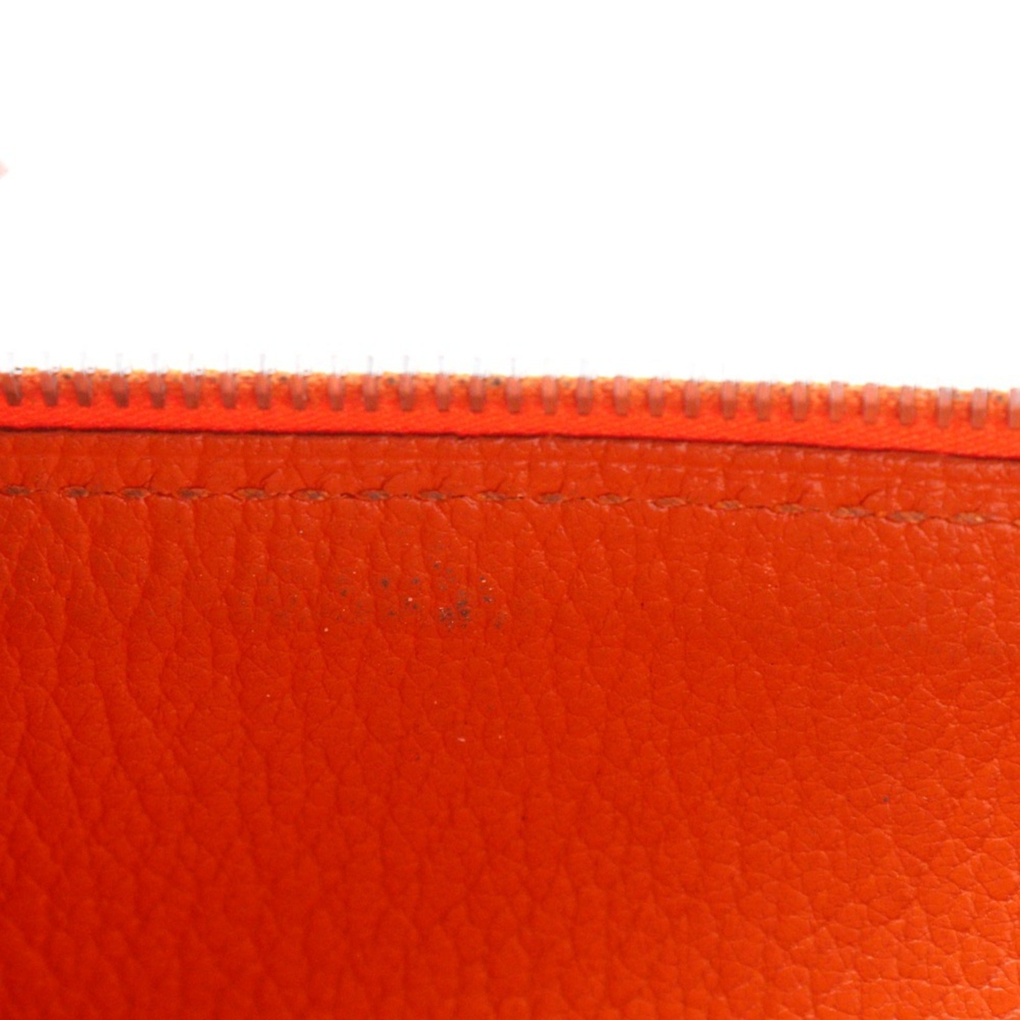 Hermes Orange Chevre Leather Long Wallet (Bi-Fold) (Pre-Owned)