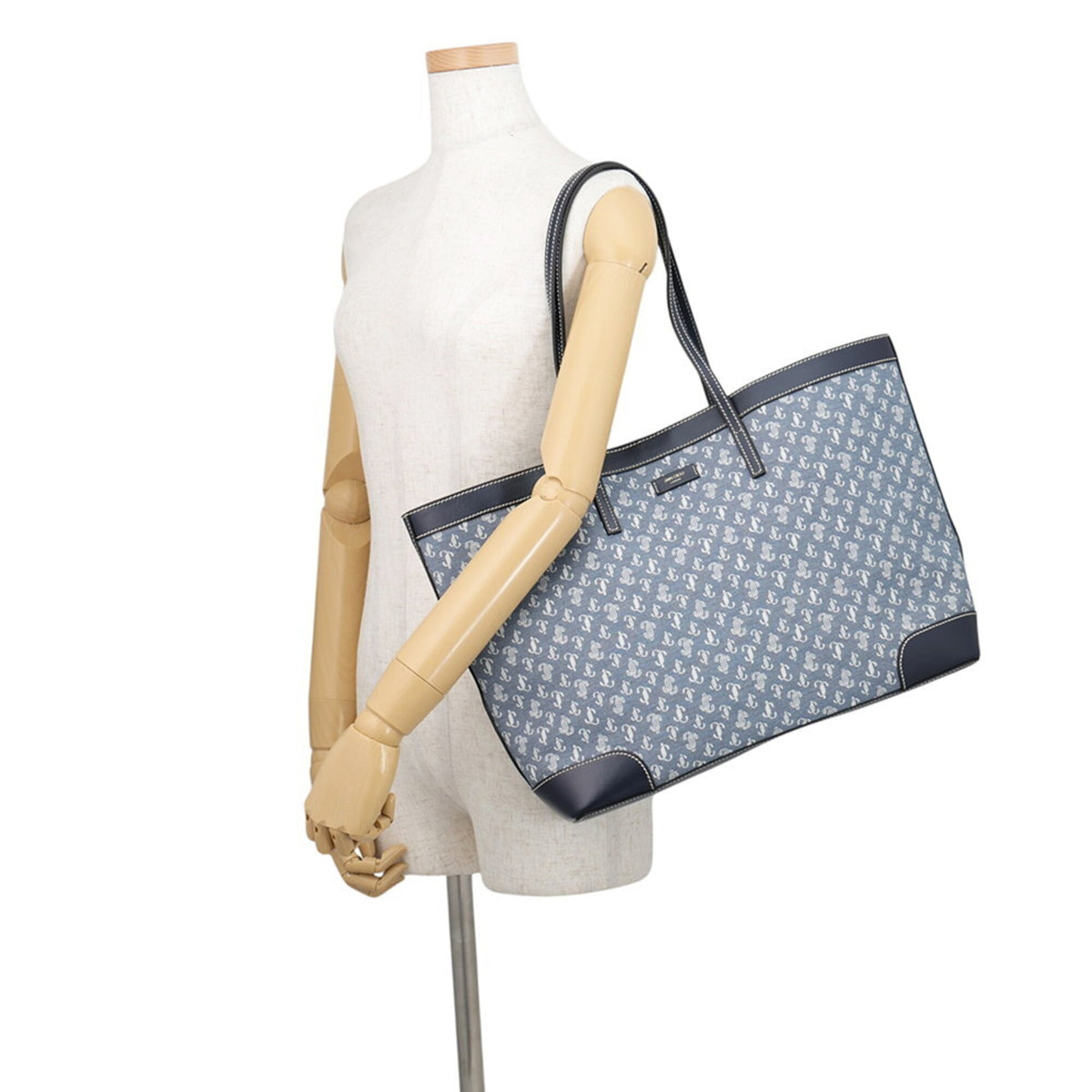 Jimmy Choo White Canvas Leather Handbag Pouch Tote Bag (Pre-Owned)