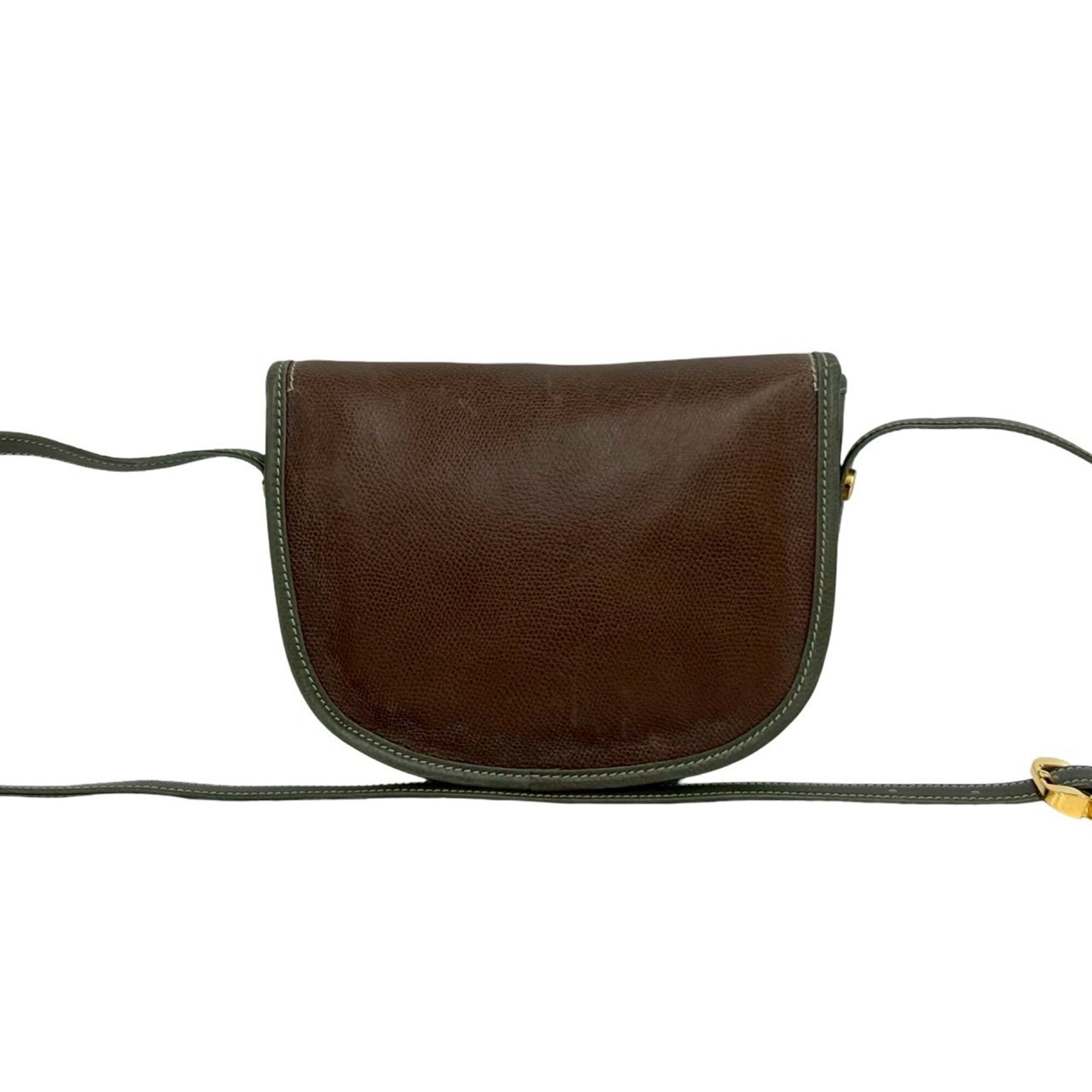 Loewe Brown Green Leather Pochette Shoulder Bag (Pre-Owned)