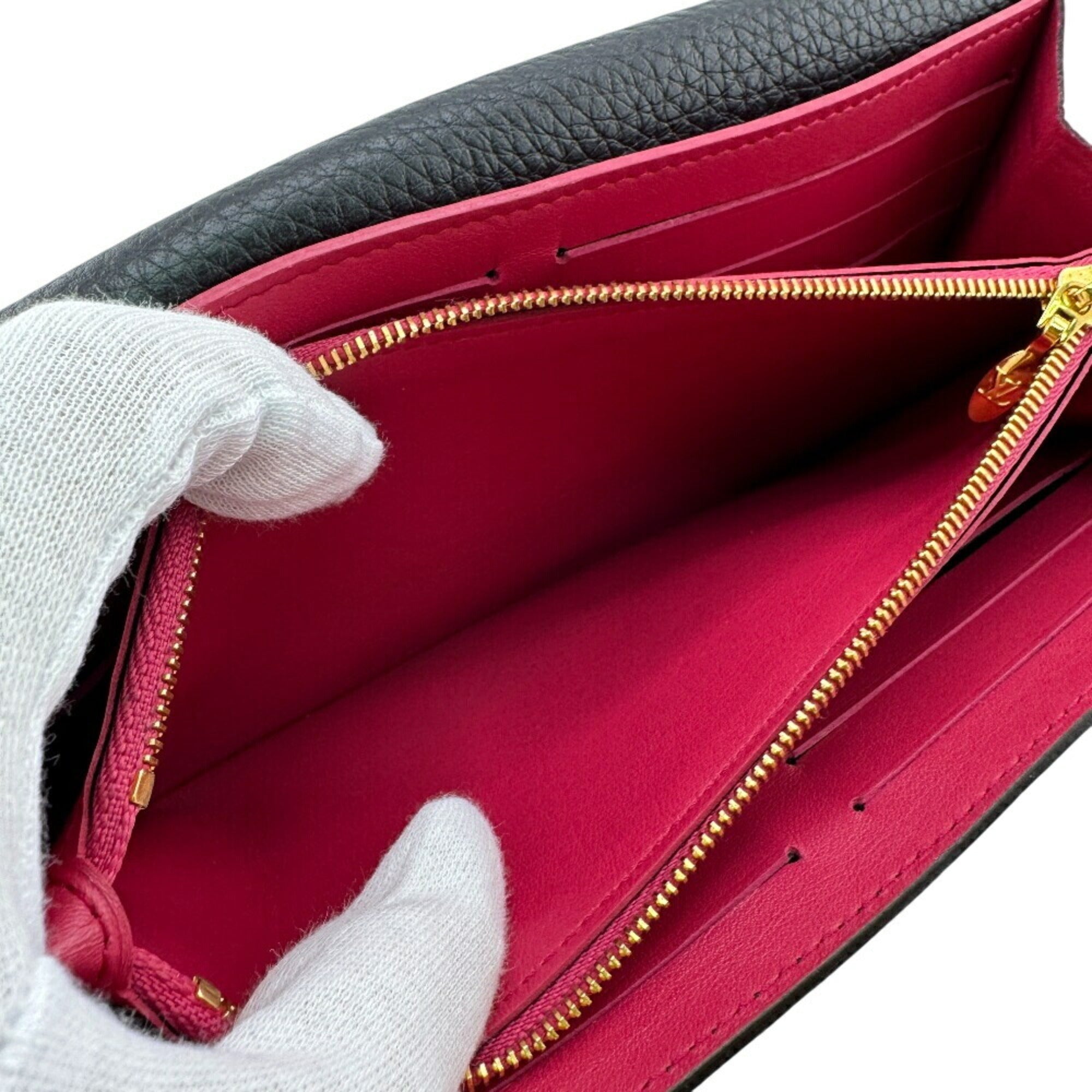 Louis Vuitton Taurillon Black Leather Long Wallet (Bi-Fold) (Pre-Owned)