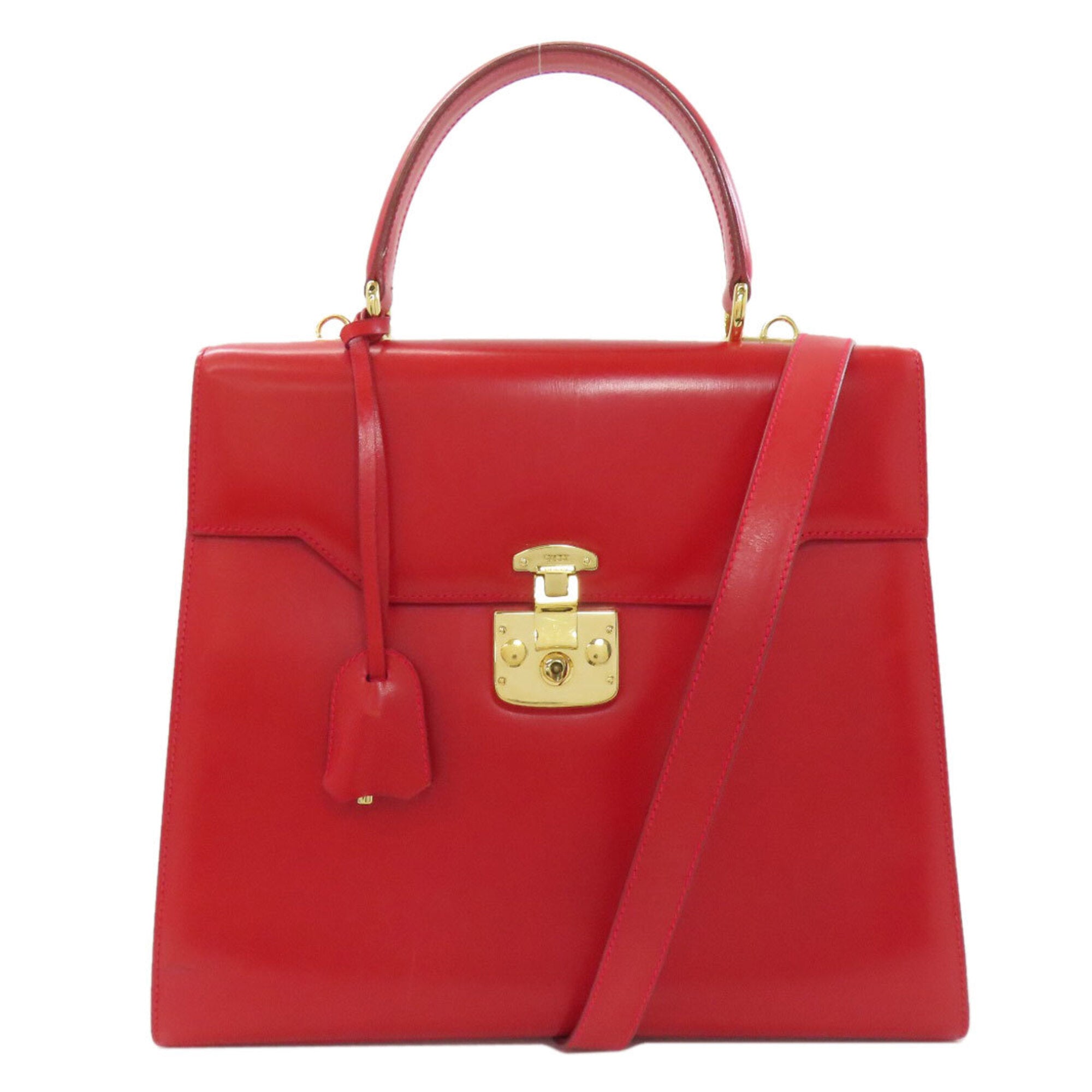 Gucci Red Color Leather Handbag (Pre-Owned)