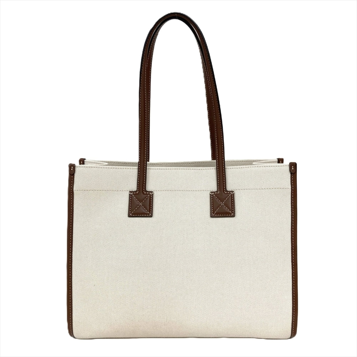 Burberry Beige Cotton Leather Linen Tote Bag (Pre-Owned)