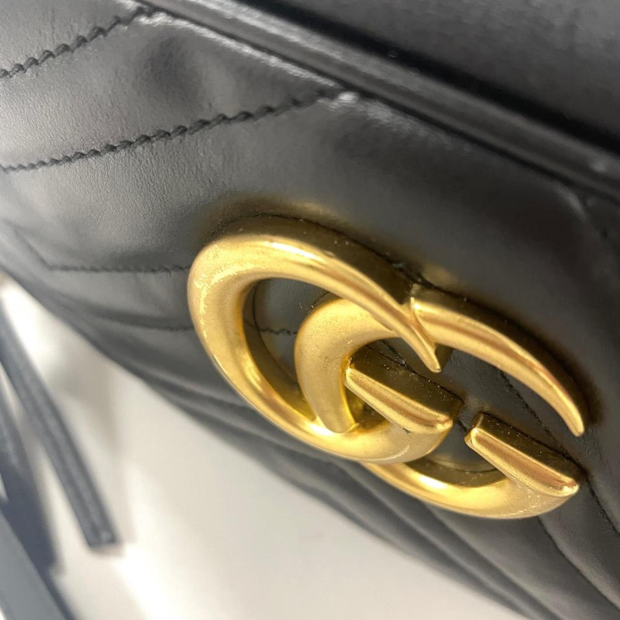 Gucci Gg Marmont Black Leather Shoulder Bag (Pre-Owned)