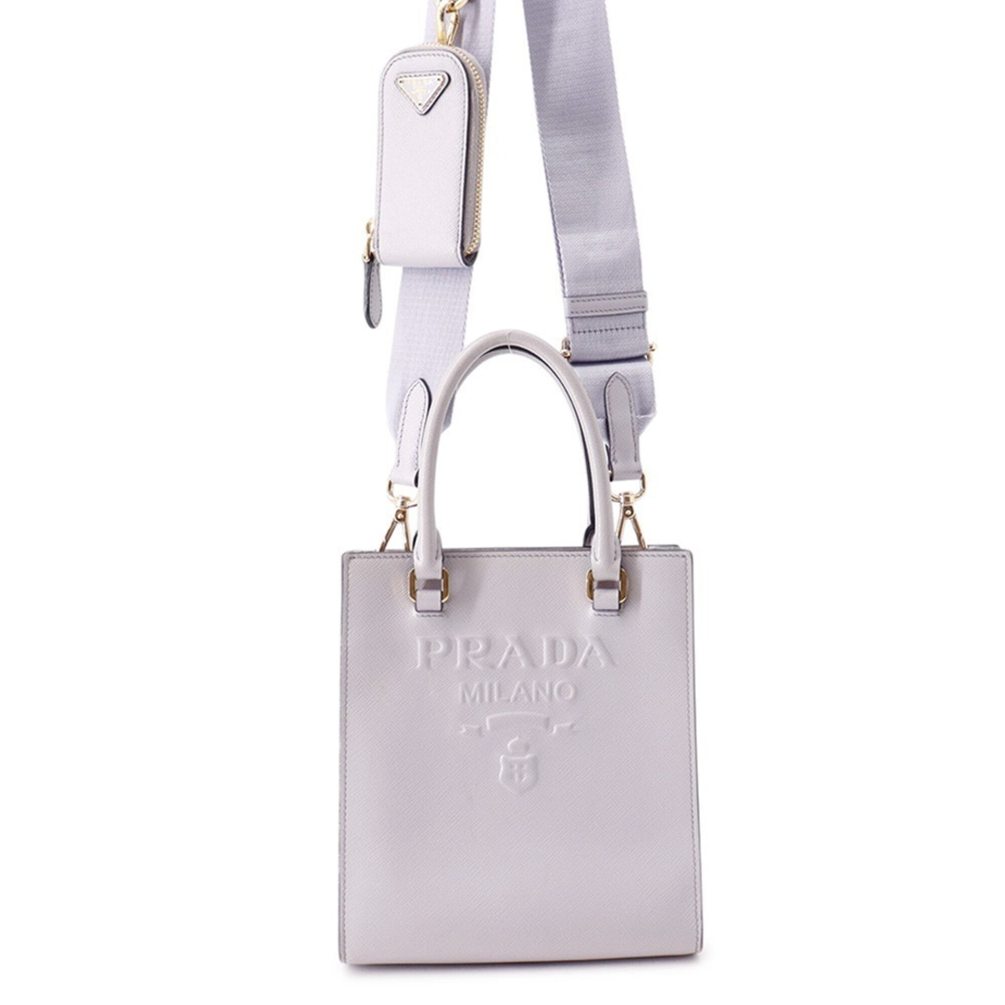 Prada Purple Leather Handbag Shoulder Bag (Pre-Owned)