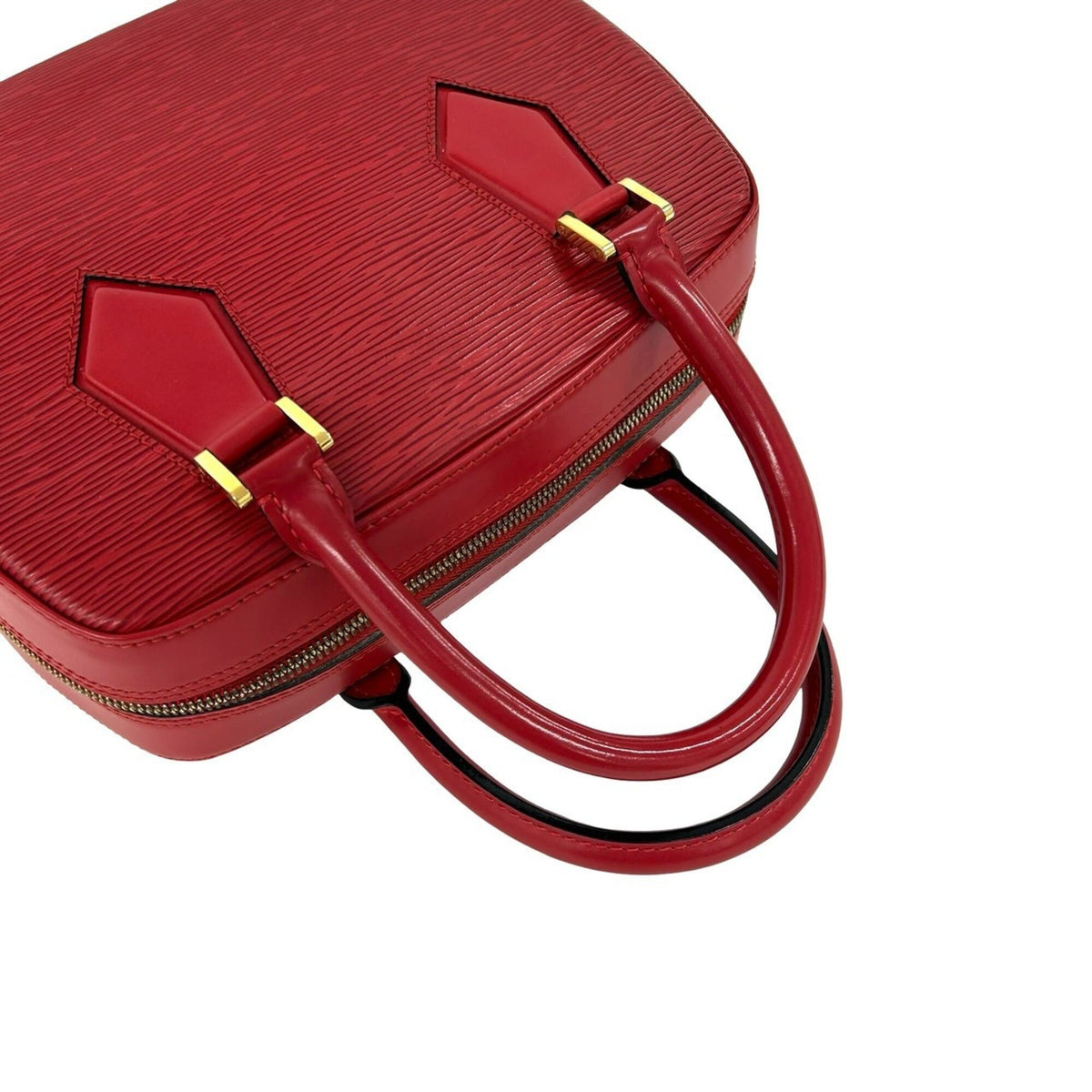 Louis Vuitton Red Color Leather Boston Bag Handbag (Pre-Owned)