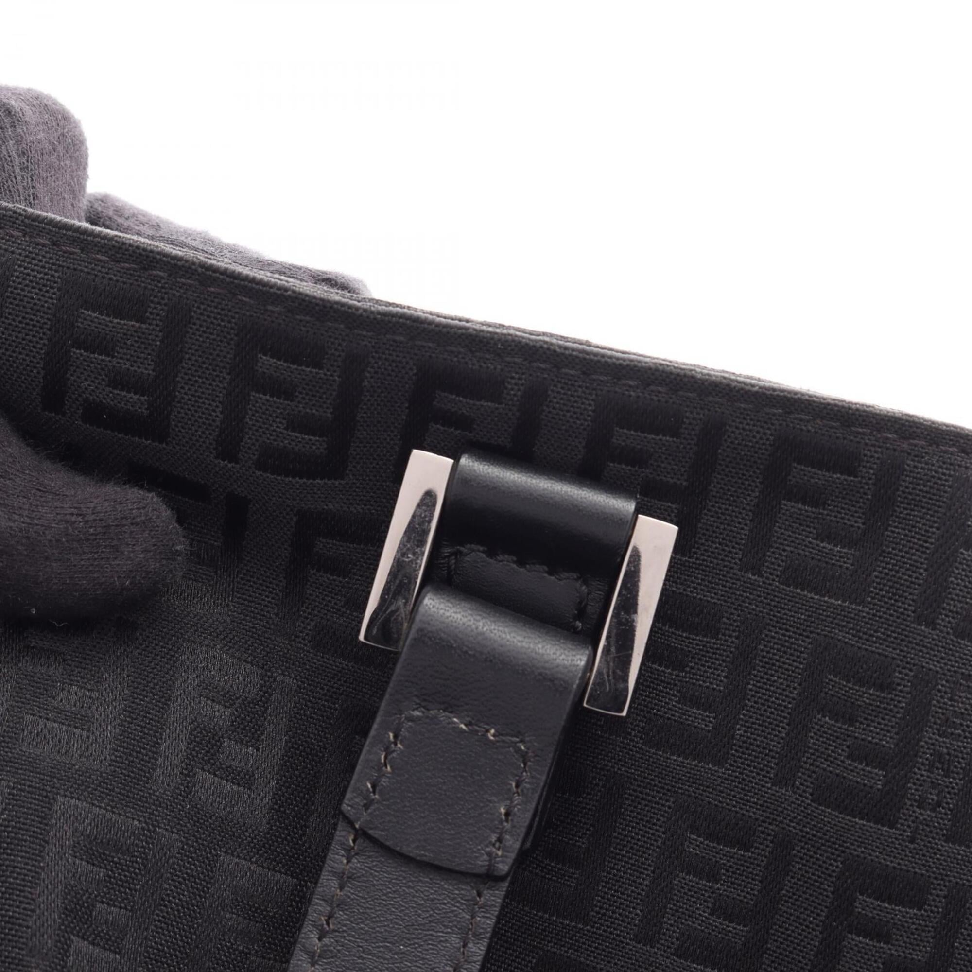 Fendi Black Canvas Leather Handbag Tote Bag (Pre-Owned)