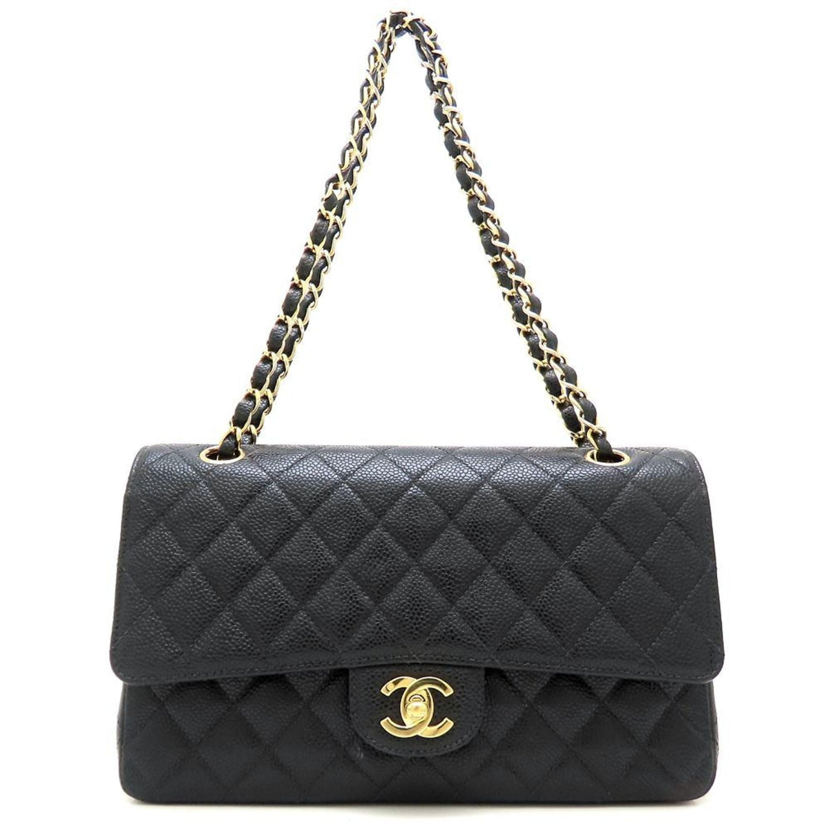 Chanel Matelasse Black Grained Calfskin Shoulder Bag (Pre-Owned)