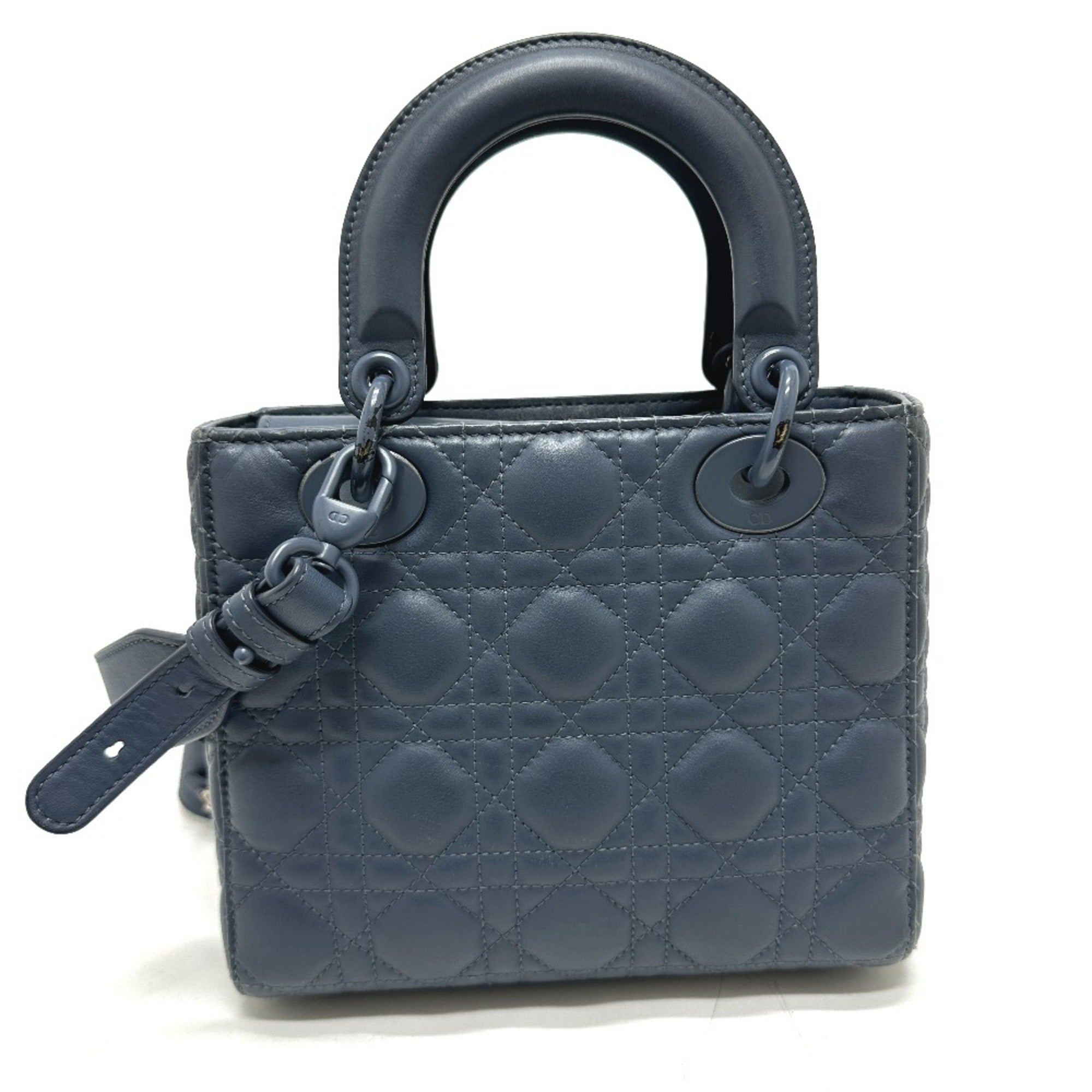 Christian Dior Blue Leather Handbag Shoulder Bag (Pre-Owned)