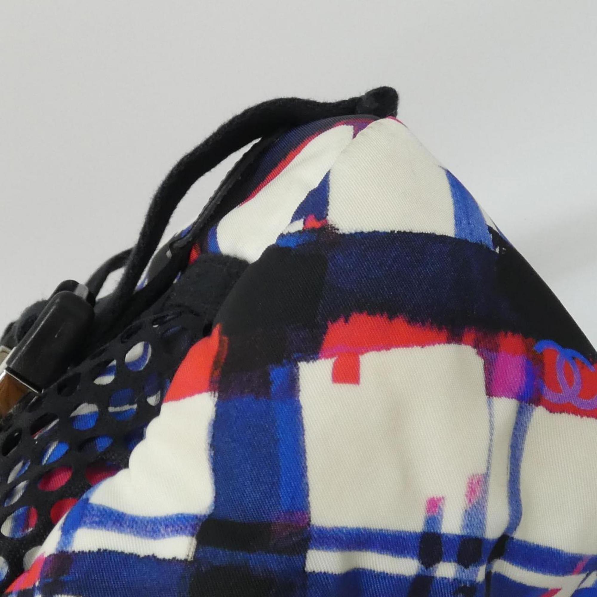 Chanel Blue Red Color White Nylon Backpack (Pre-Owned)