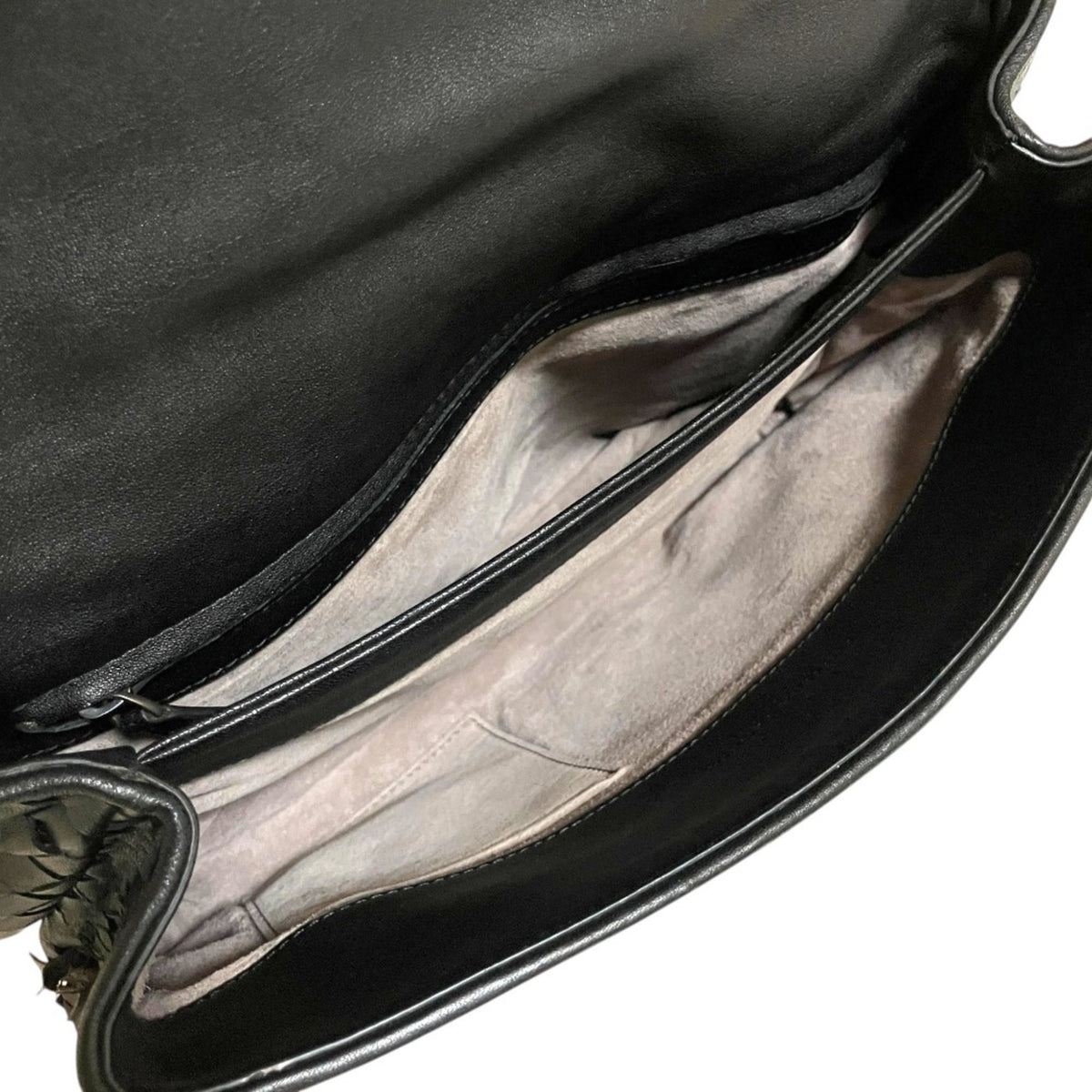 Bottega Veneta Intrecciato Black Leather Handbag Shoulder Bag (Pre-Owned)