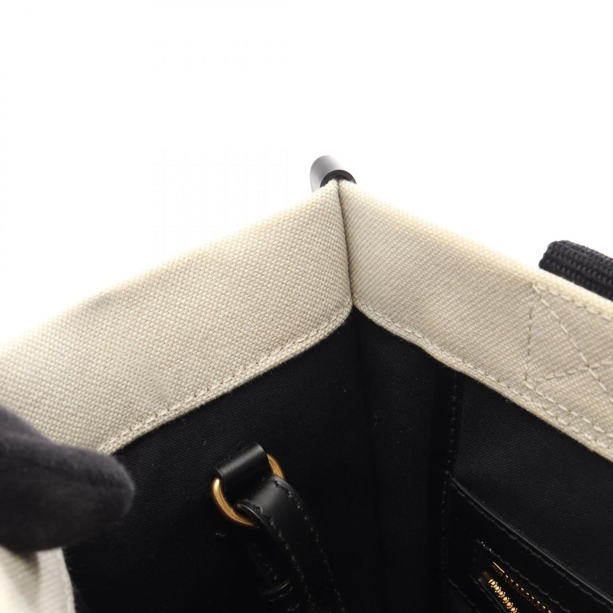 Balenciaga Black Ivory Canvas Leather Handbag Tote Bag (Pre-Owned)