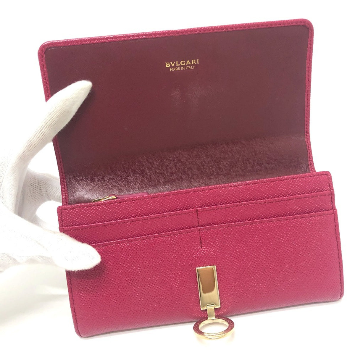 Bvlgari Red Color Leather Wallet (Bi-Fold) (Pre-Owned)