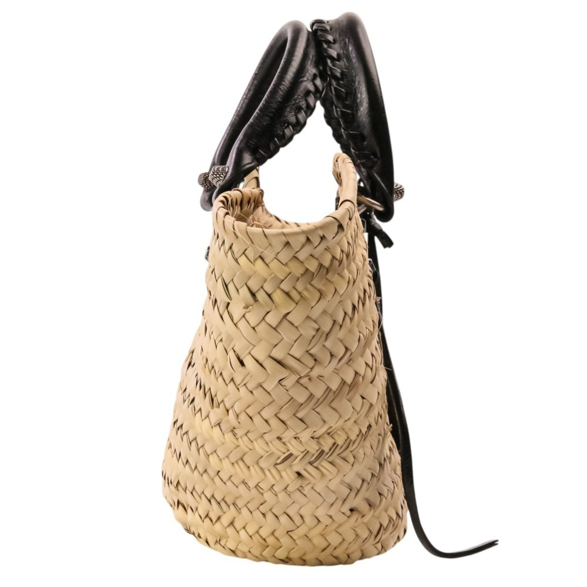 Balenciaga Beige Raffia Leather Basket Shoulder Bag (Pre-Owned)