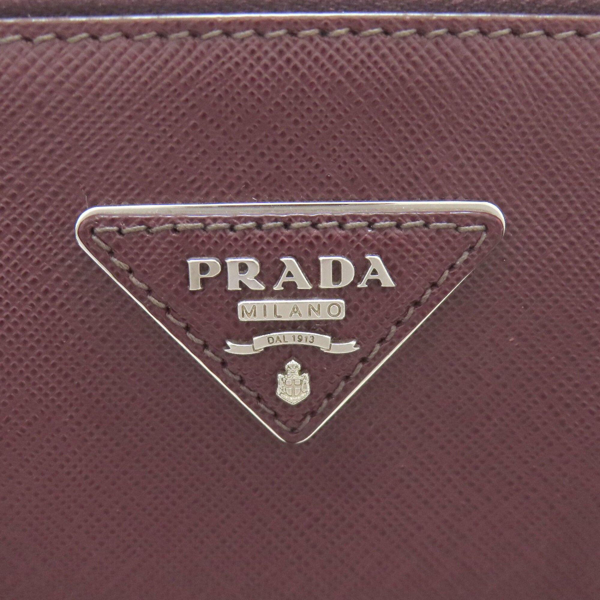 Prada Bordeaux Leather Tote Bag (Pre-Owned)